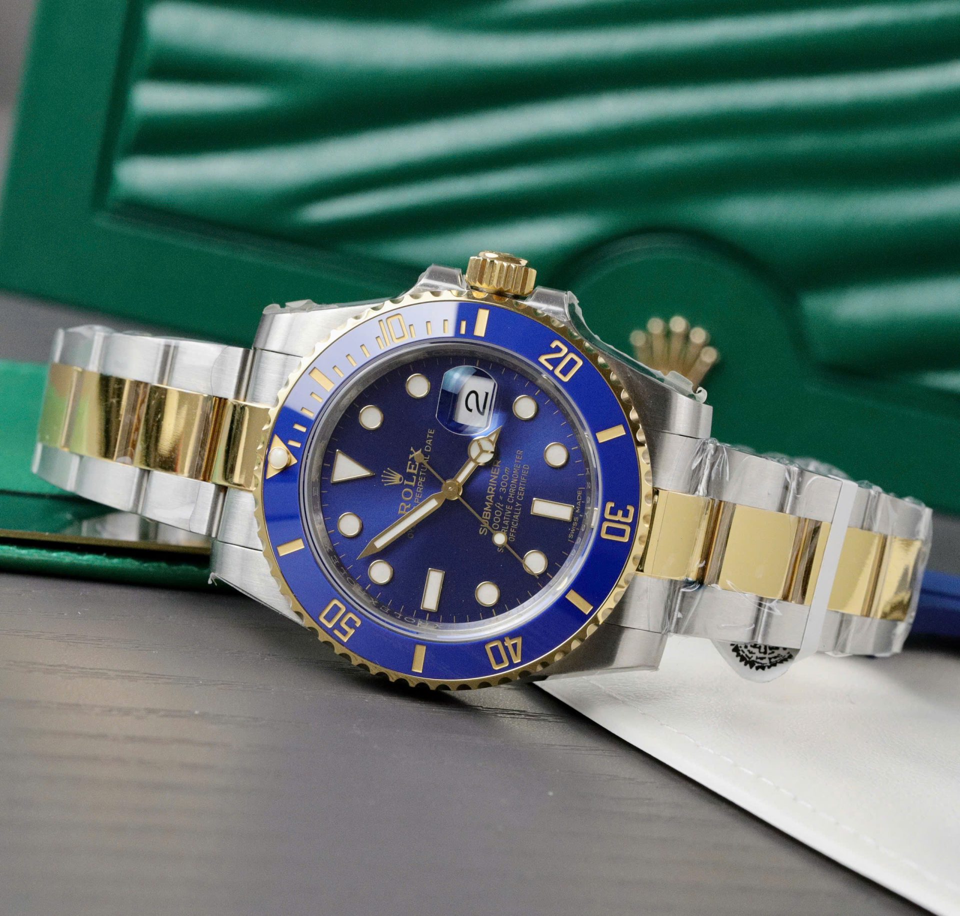 Rolex Submariner Dial Blue Copies Watches Custom Gold Wrapped 40mm - Top club