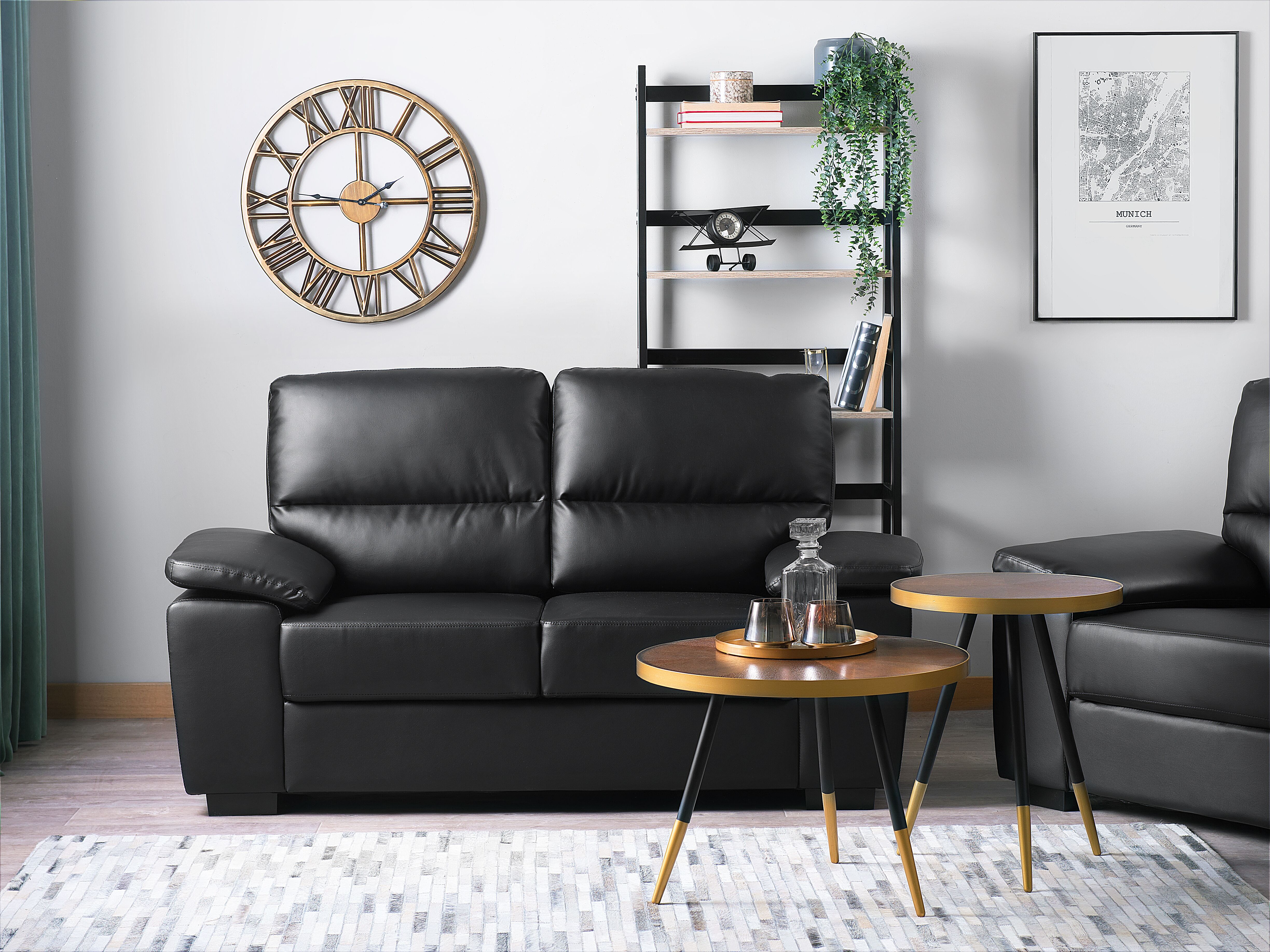 Sofa 2 Seater VOGAR Faux Leather Black