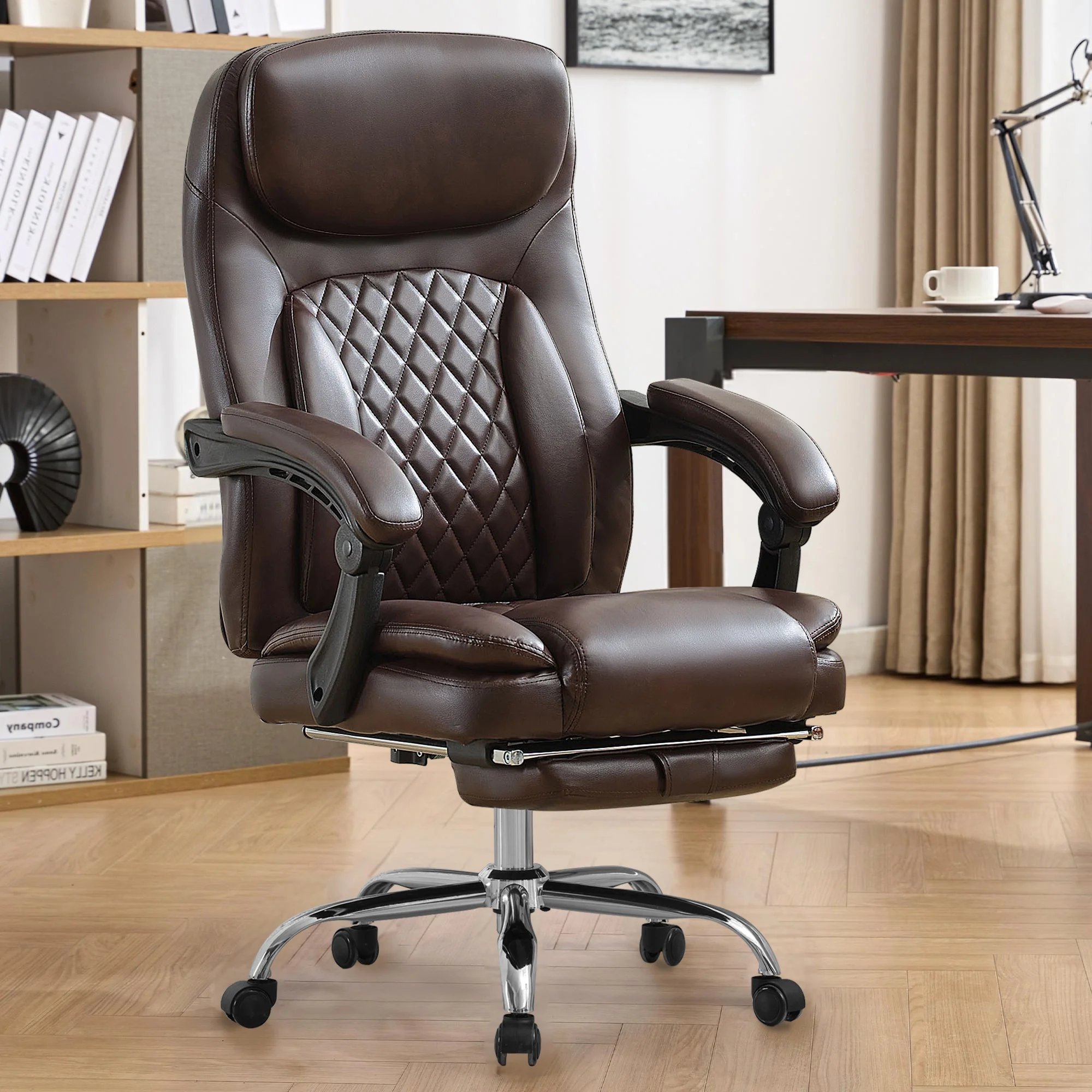 JONPONY Big and Tall Office Chair 500LBS Executive Office Chair Massage and Footrest Ergonomic Computer Desk Chair Reclining High Back Leather Office Chair Lumbar Back Support Swivel Rolling,Black - Image 43