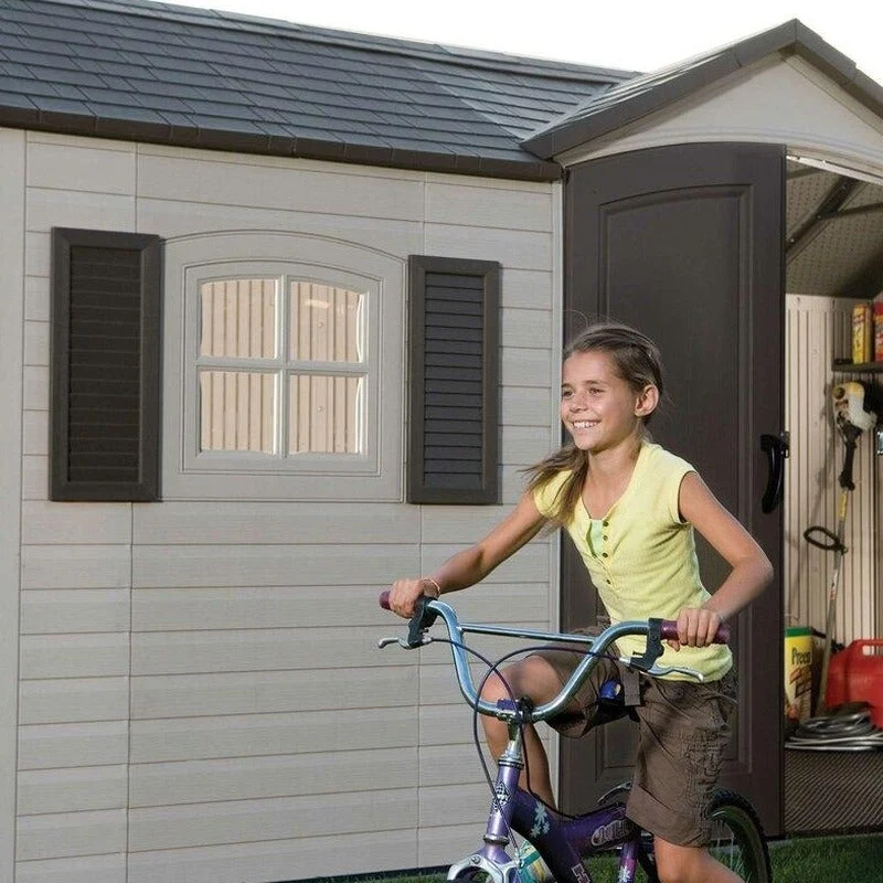 Lifetime Plastic Storage Shed, Side Entry, 15 ft. W x 8 ft. D, Gray/Beige - 6446 - Image 2 Lifetime Plastic Storage Shed, Side Entry, 15 ft. W x 8 ft. D, Gray/Beige - 6446 - Image 2