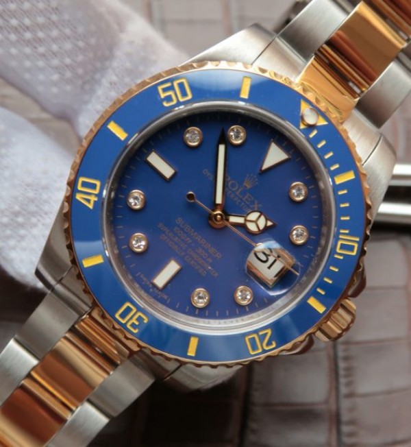 Replica Rolex Submariner 116613 Noob YG Wrapped Blue Dial  SS/YG Bracelet A3135 - Elite Watch Atelier