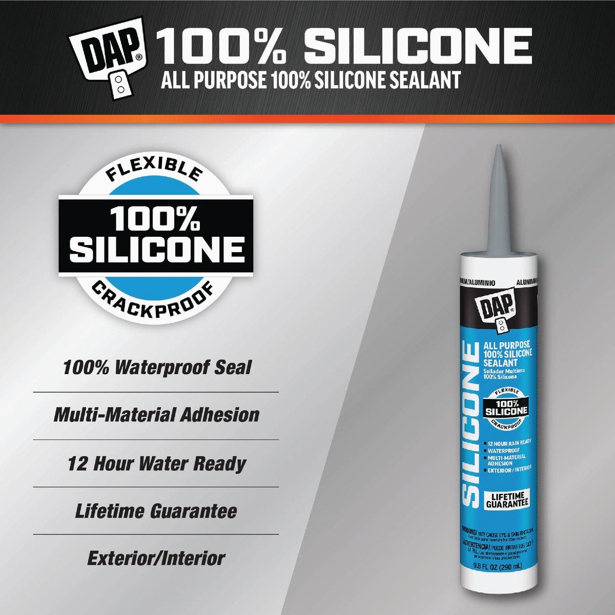 DAP 9.8 Oz. Window, Door & Siding Silicone Sealant, Aluminum