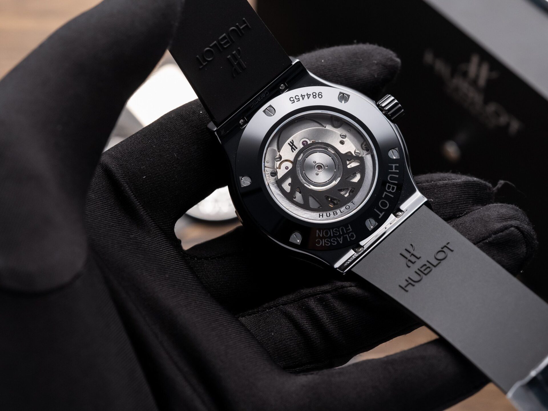 Hublot Classic Fusion Ceramic Carbon Dial Replica Watch Leather Strap GSF 42mm - Top club