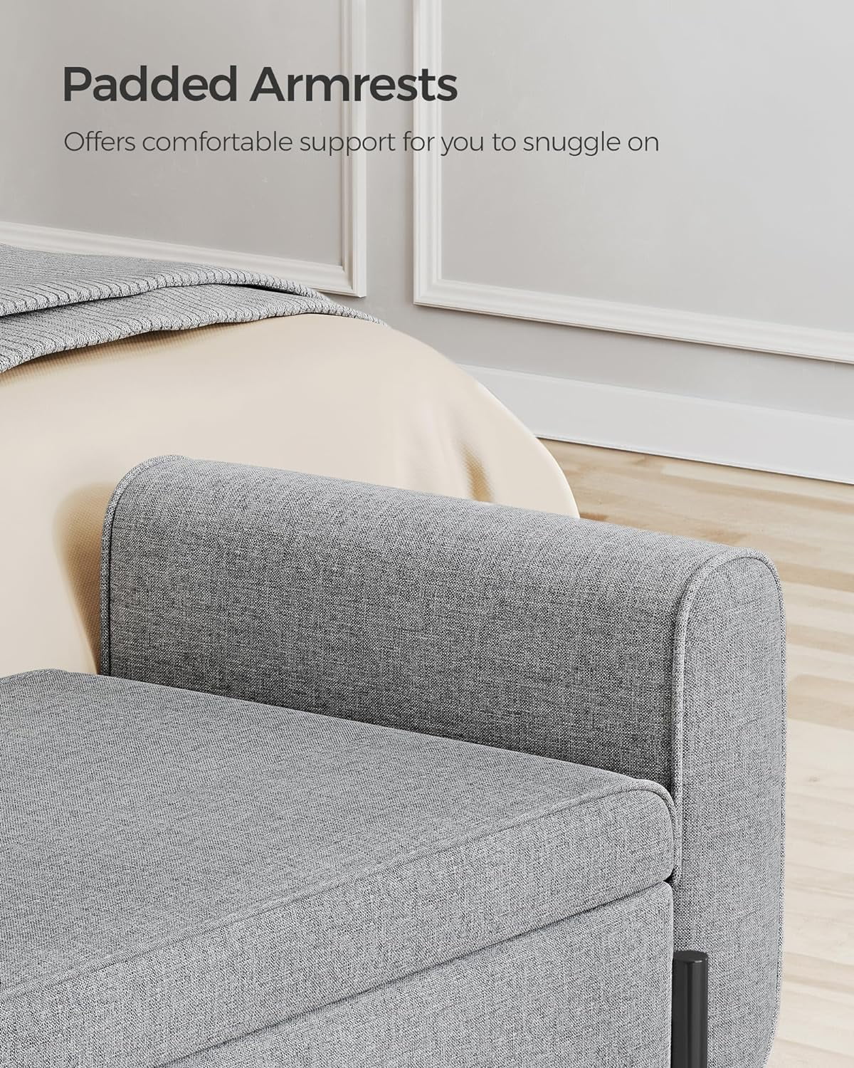 SONGMICS 46.5" Storage Ottoman Bench Storage Bench Bedroom Bench 330lb Load Capacity Solid Wood Legs Light Gray - Image 22