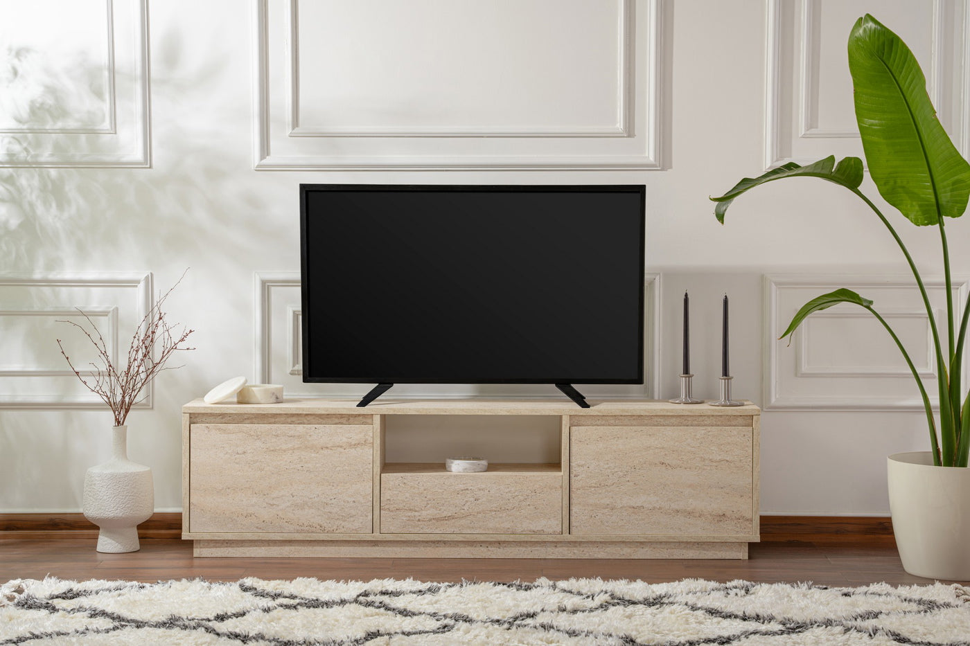 Giga Meubel - Tv-meubel Travertin Hout - 160x30x42cm - Vanguard