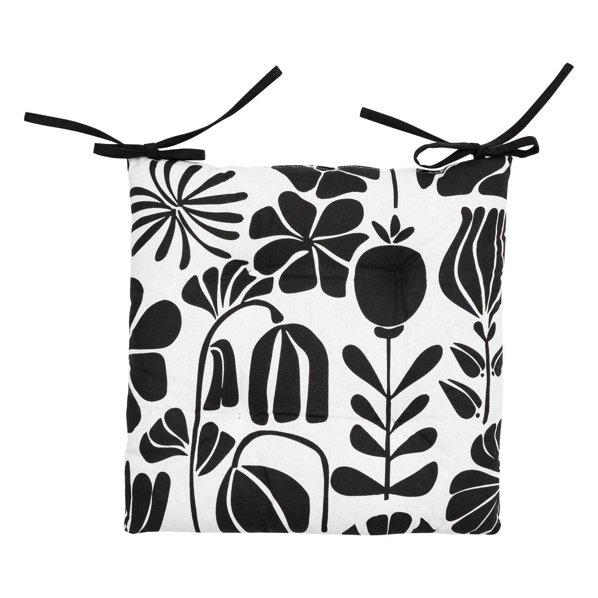 Chair pad "Twisted Lime" Cotton, Black & White, 38x38 cm