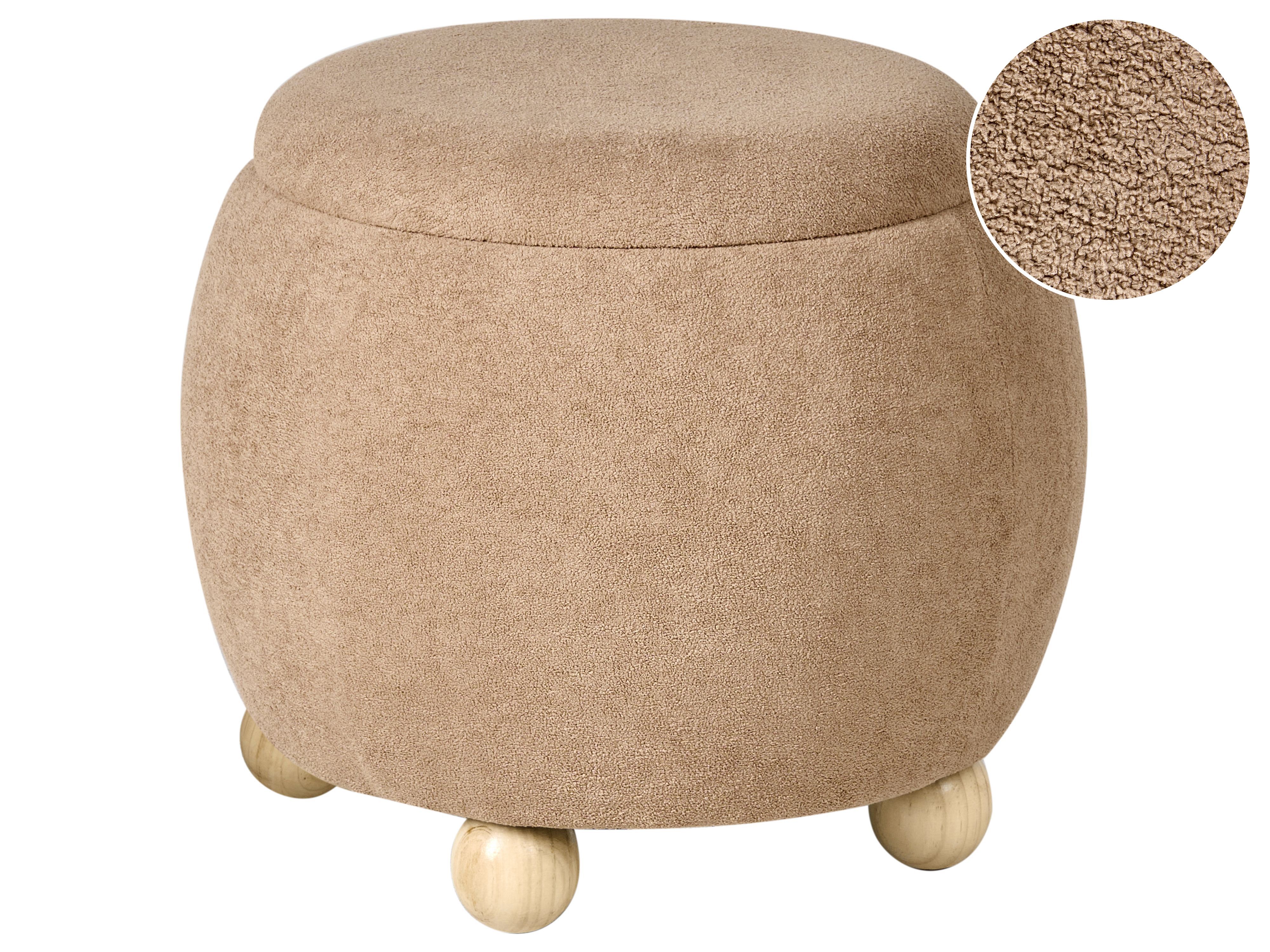 Storage Pouffe ANNABELLA Boucle Light Brown