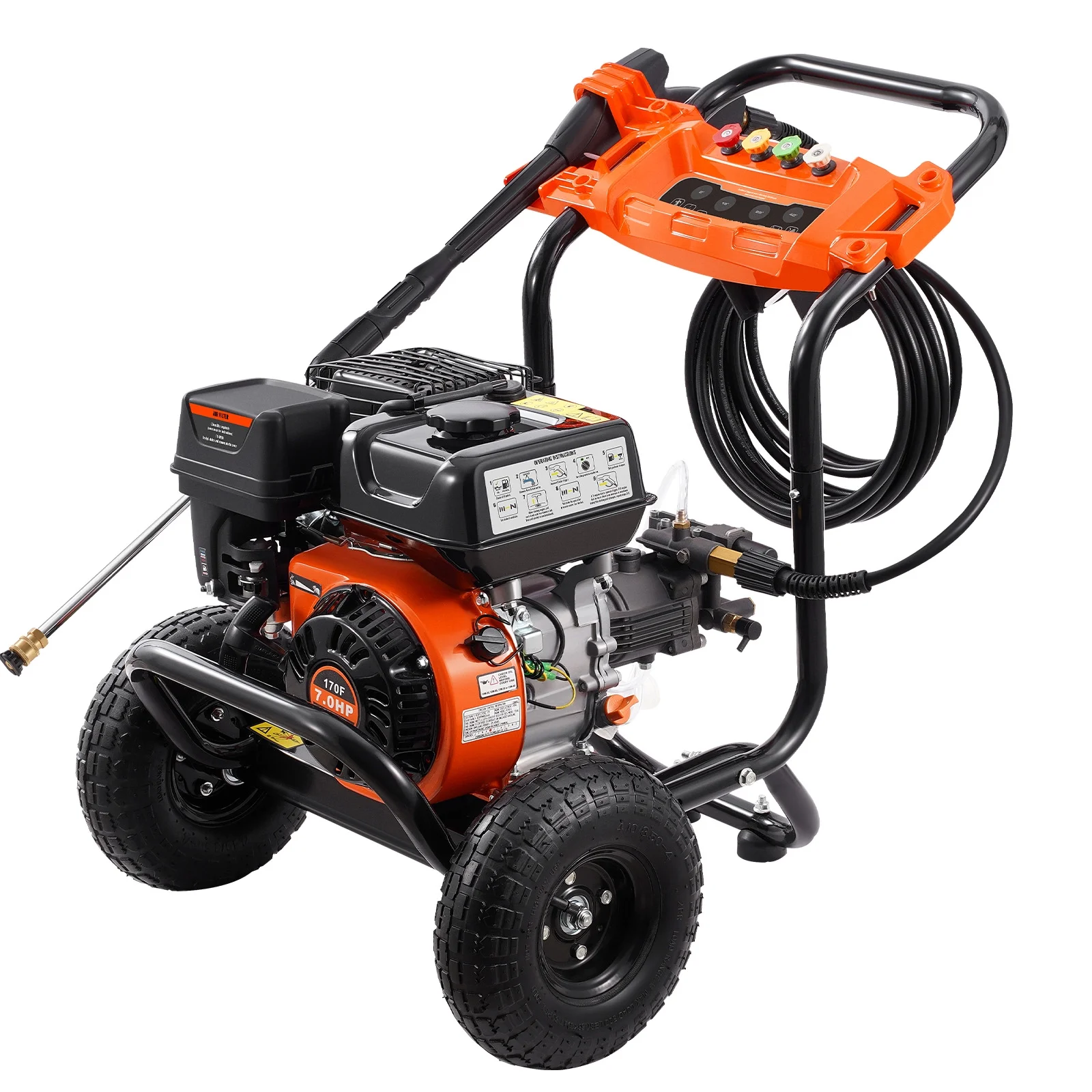 KFFKFF 3600 PSI 2.6 GPM Gas Pressure Washer w/26 ft High Pressure Hose 5 Nozzles Gas Powered Washer - Image 11