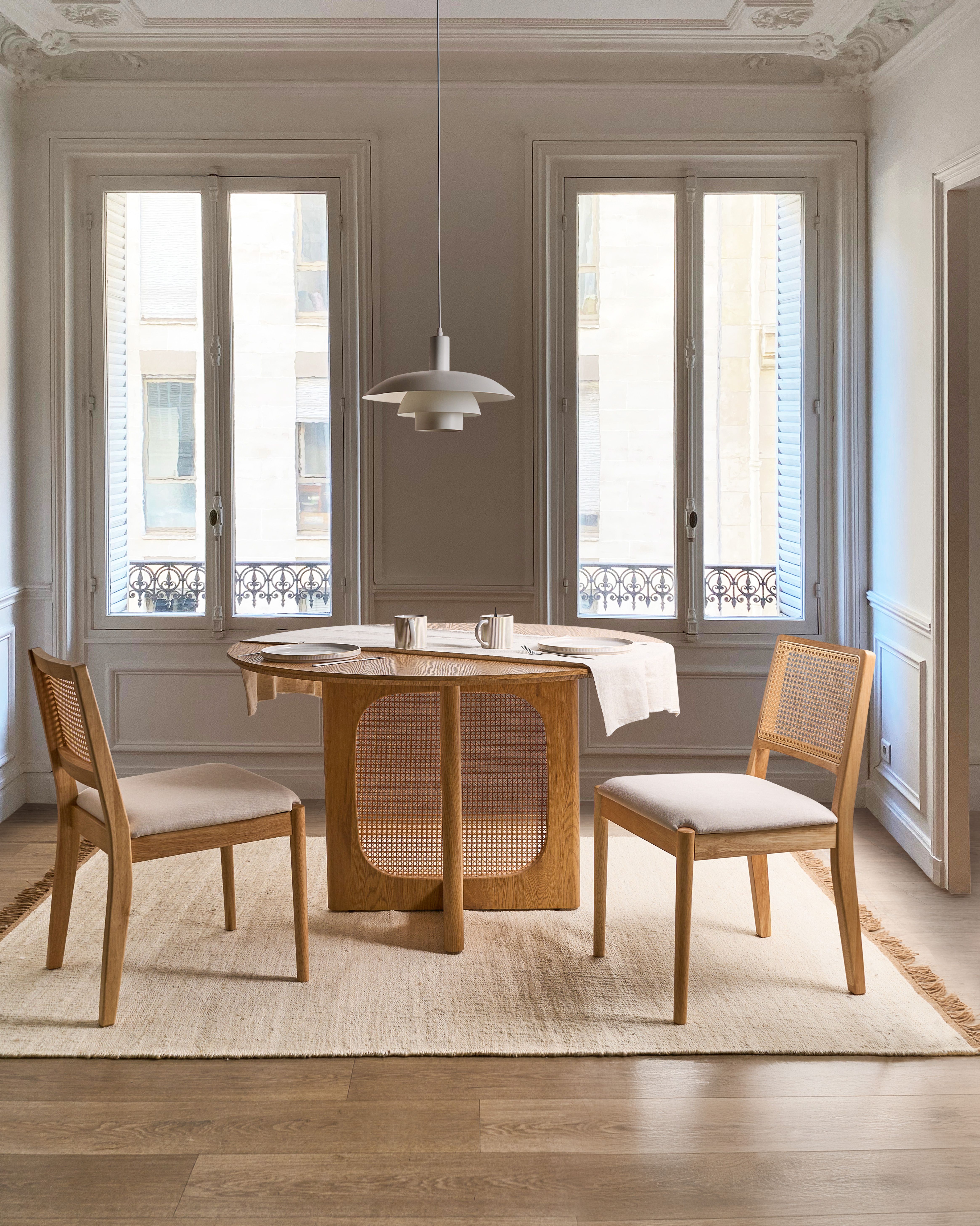Set of 2 Dining Chairs TAMARAC Wood Light Brown