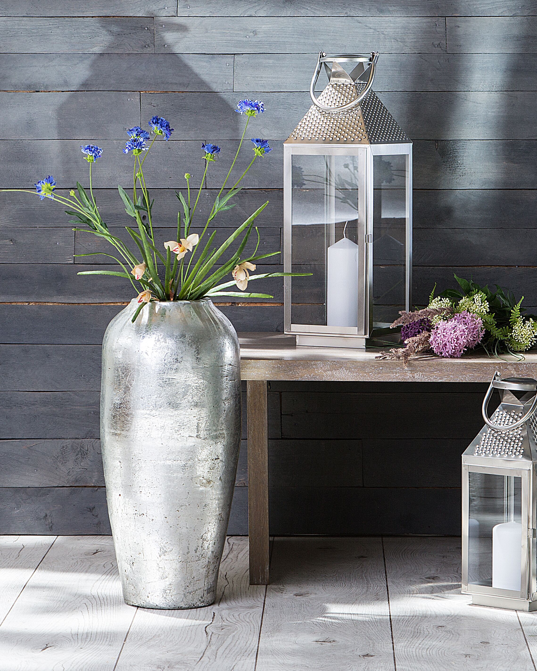 Decorative Vase LORCA Ceramic 48 cm Silver