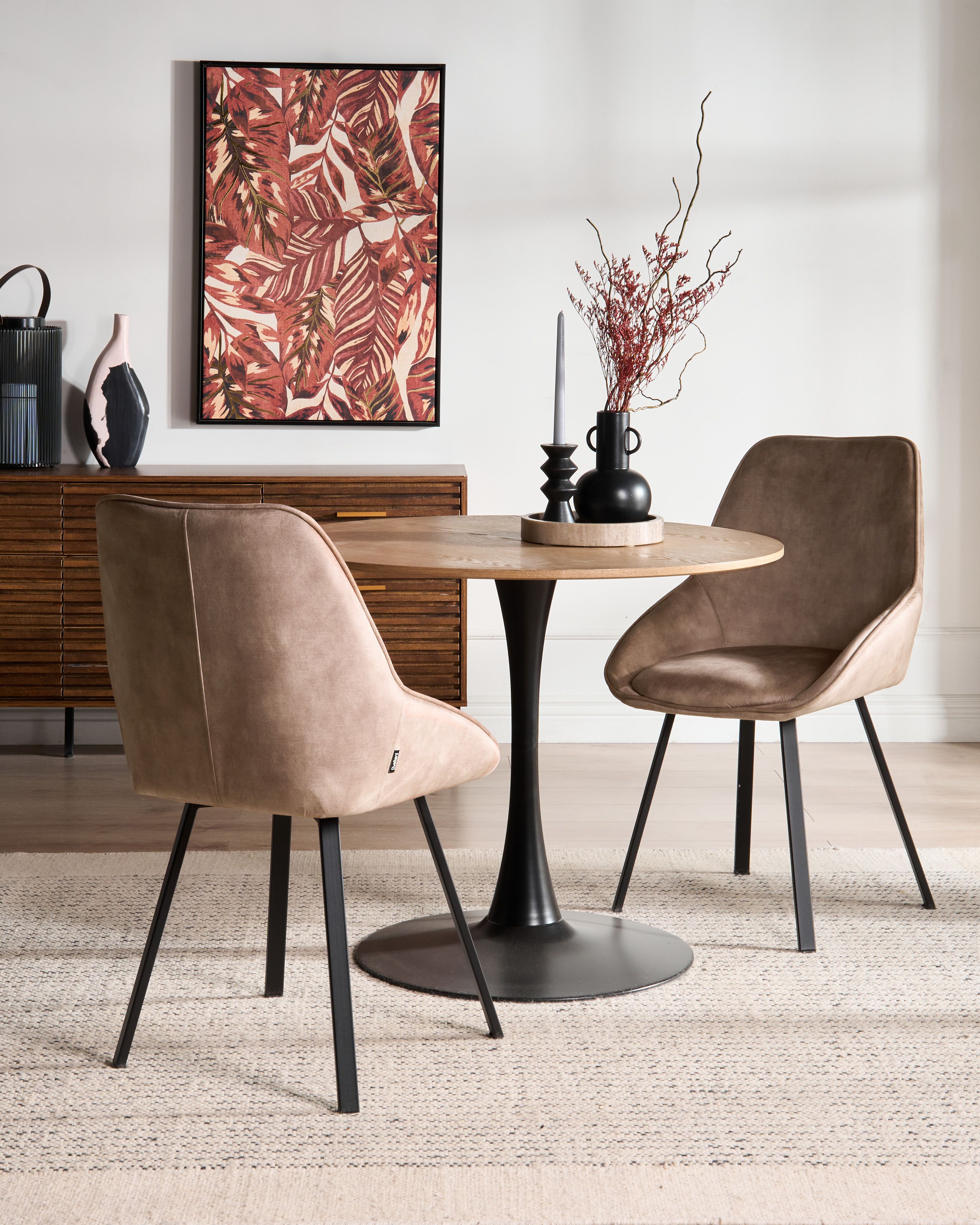 Set of 2 Dining Chairs Swivel TERLTON Velvet Beige