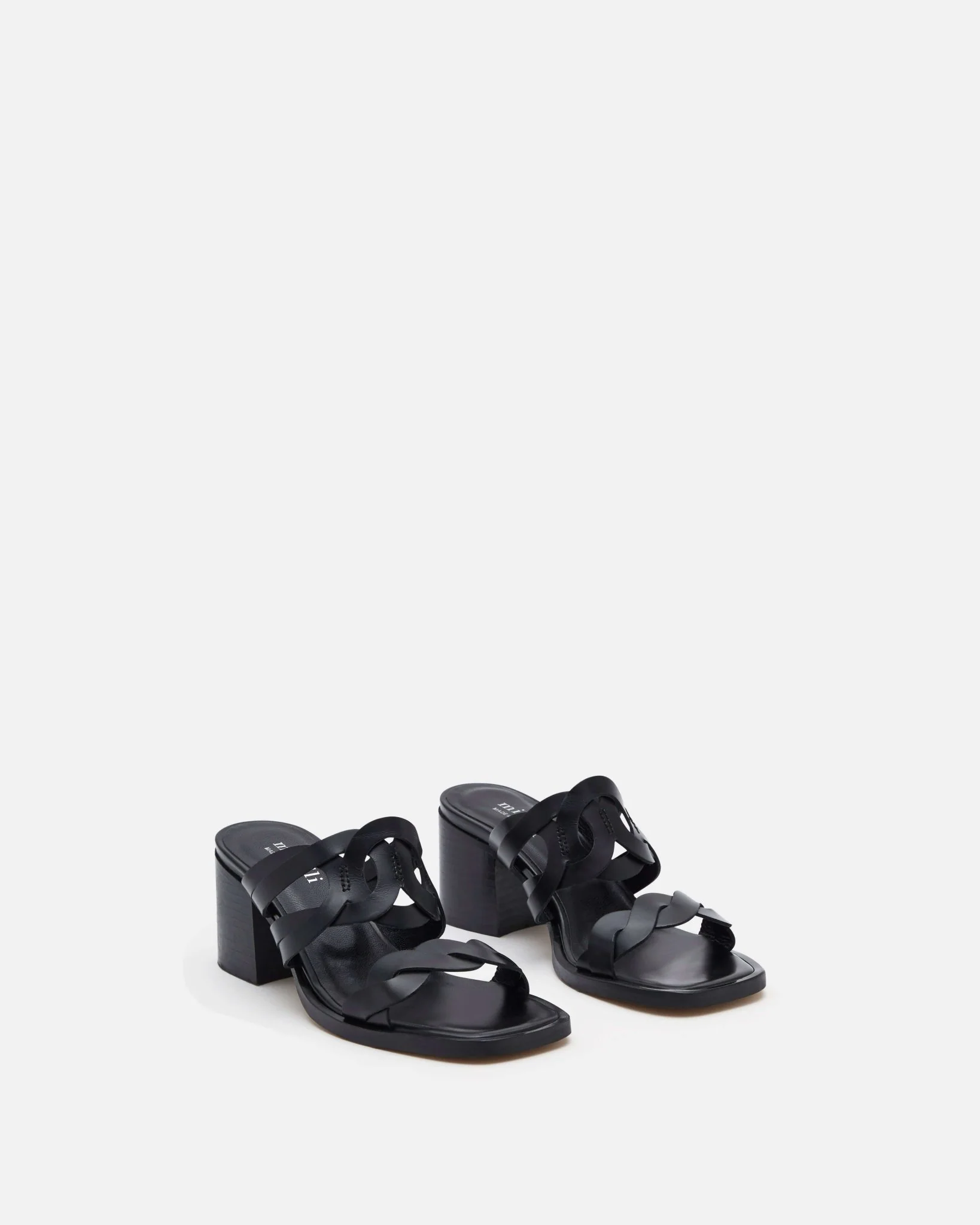 MULES EFFIYA - En cuir à talons carrés noir