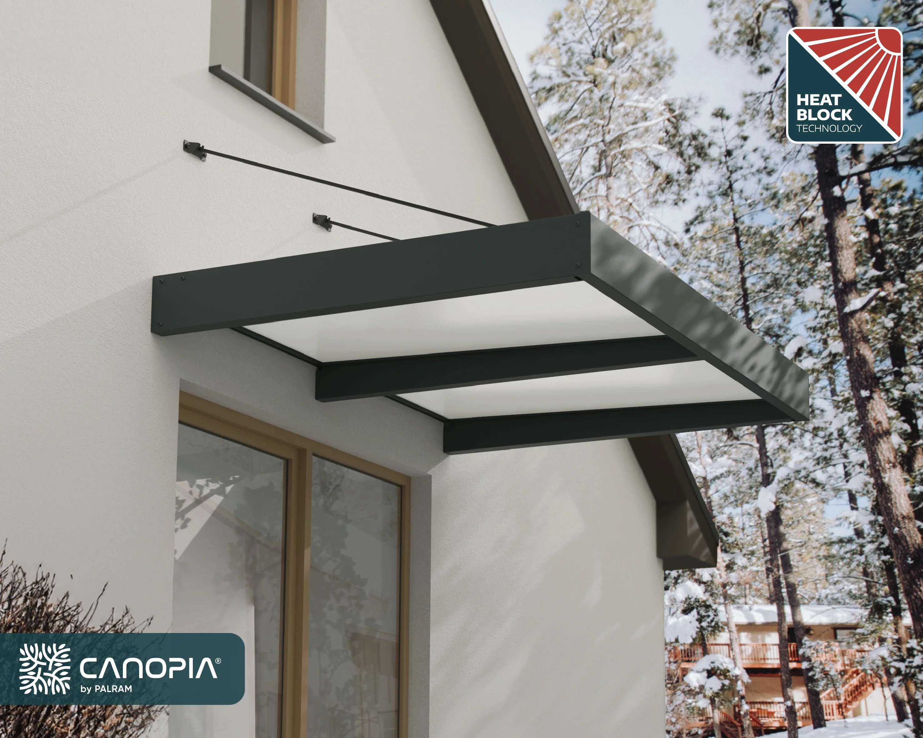 Palram - Canopia Sophia XL 2000 6' x 5' Acrylic Awning - Gray/Mist - Image 2