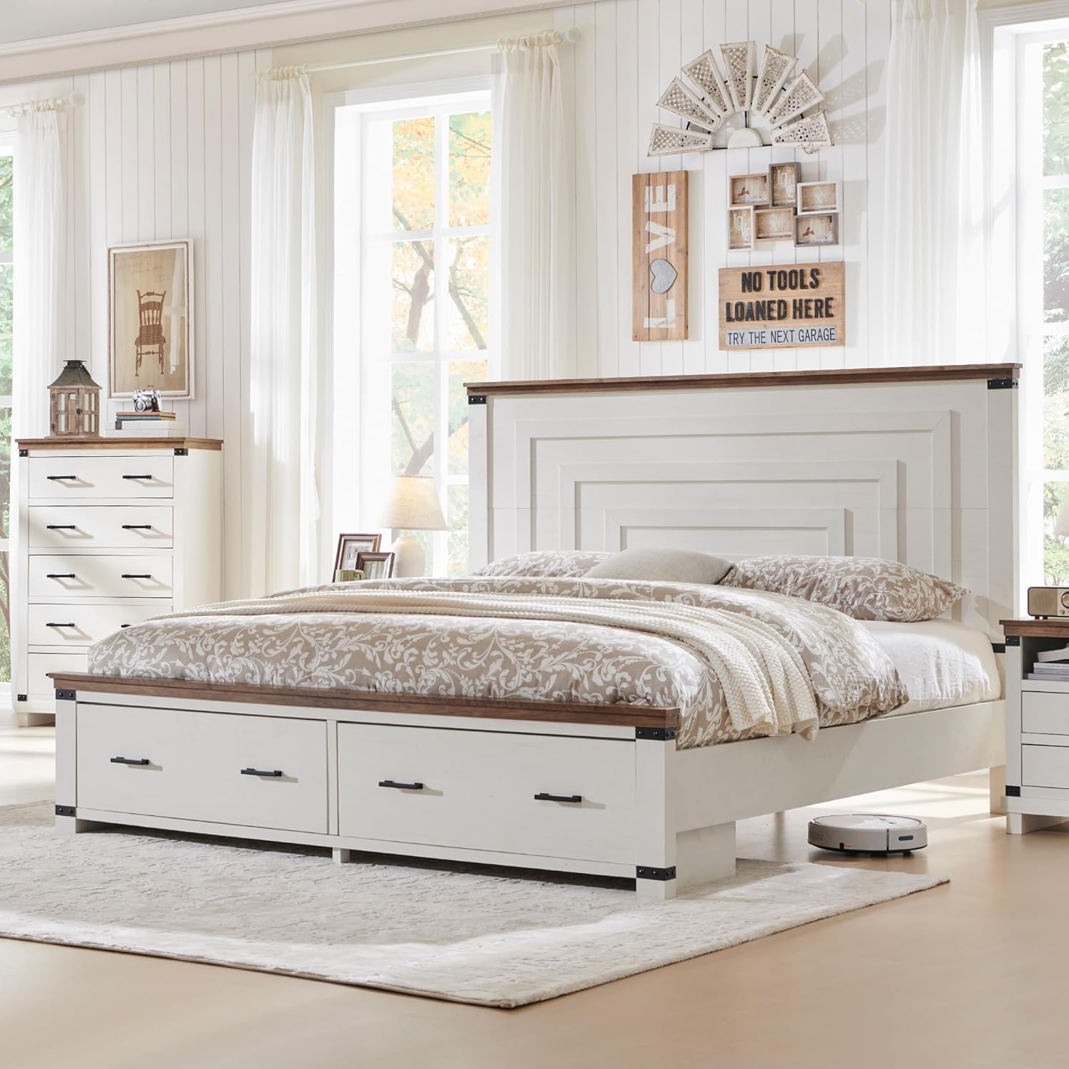 RedLemon Farmhouse King Size Bed Frame w/ 54