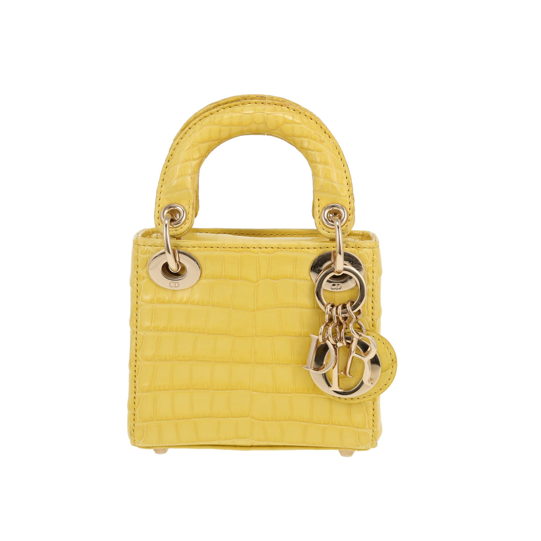 Dior Micro Lady Dior shoulder bag in yellow crocodile1:1High-quality replica