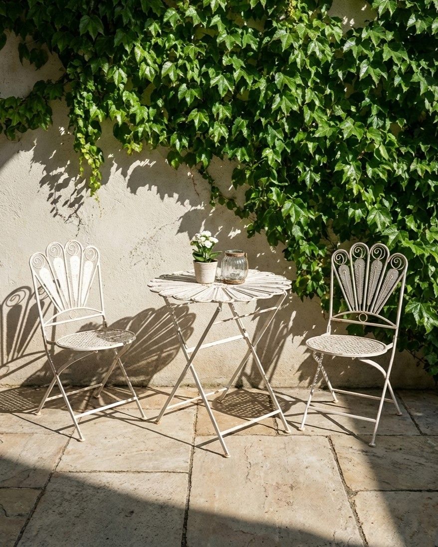 Set of 2 Garden Chairs PAVIA Folding Metal Off-White
