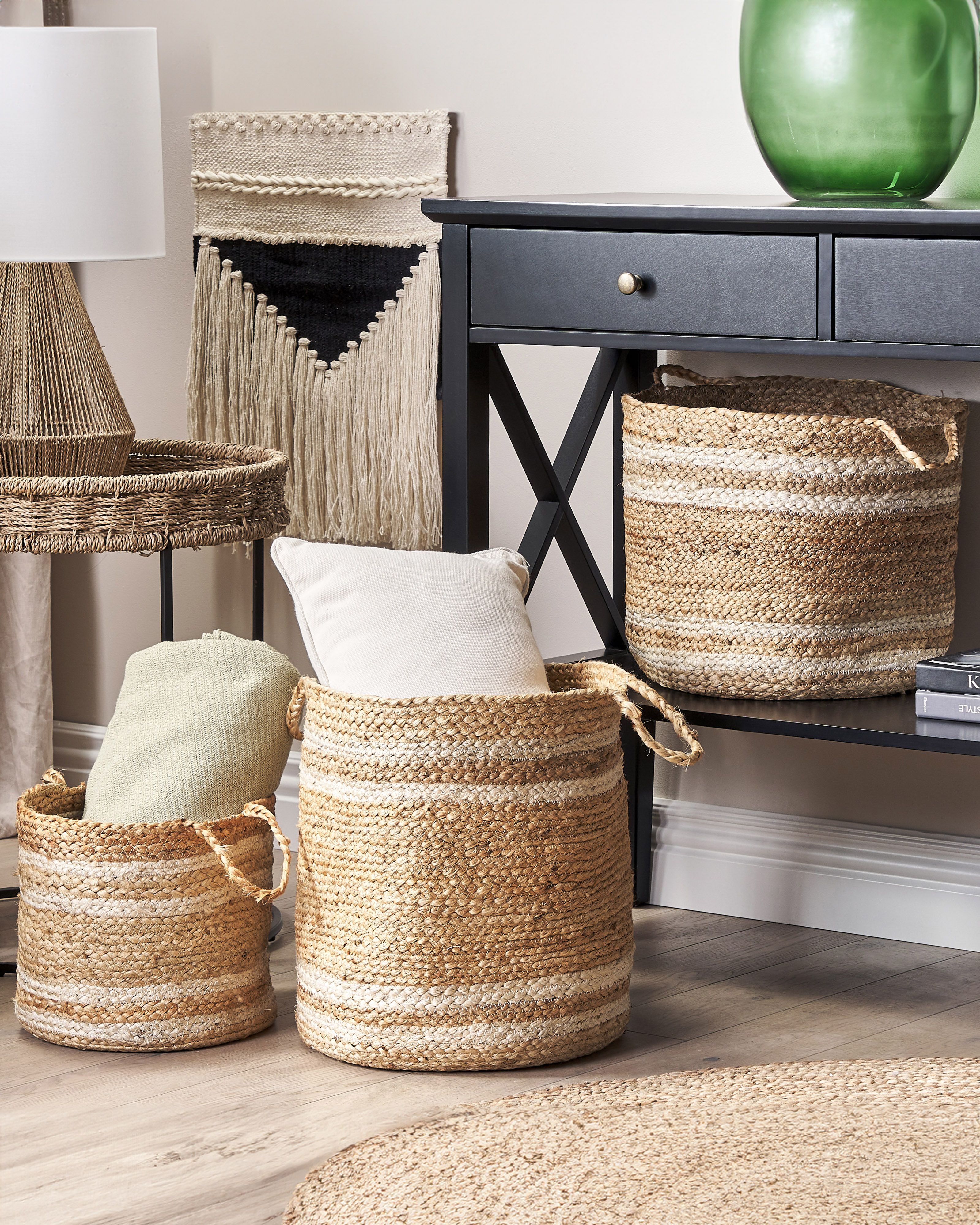Set of 3 Baskets ZHOB Jute Natural