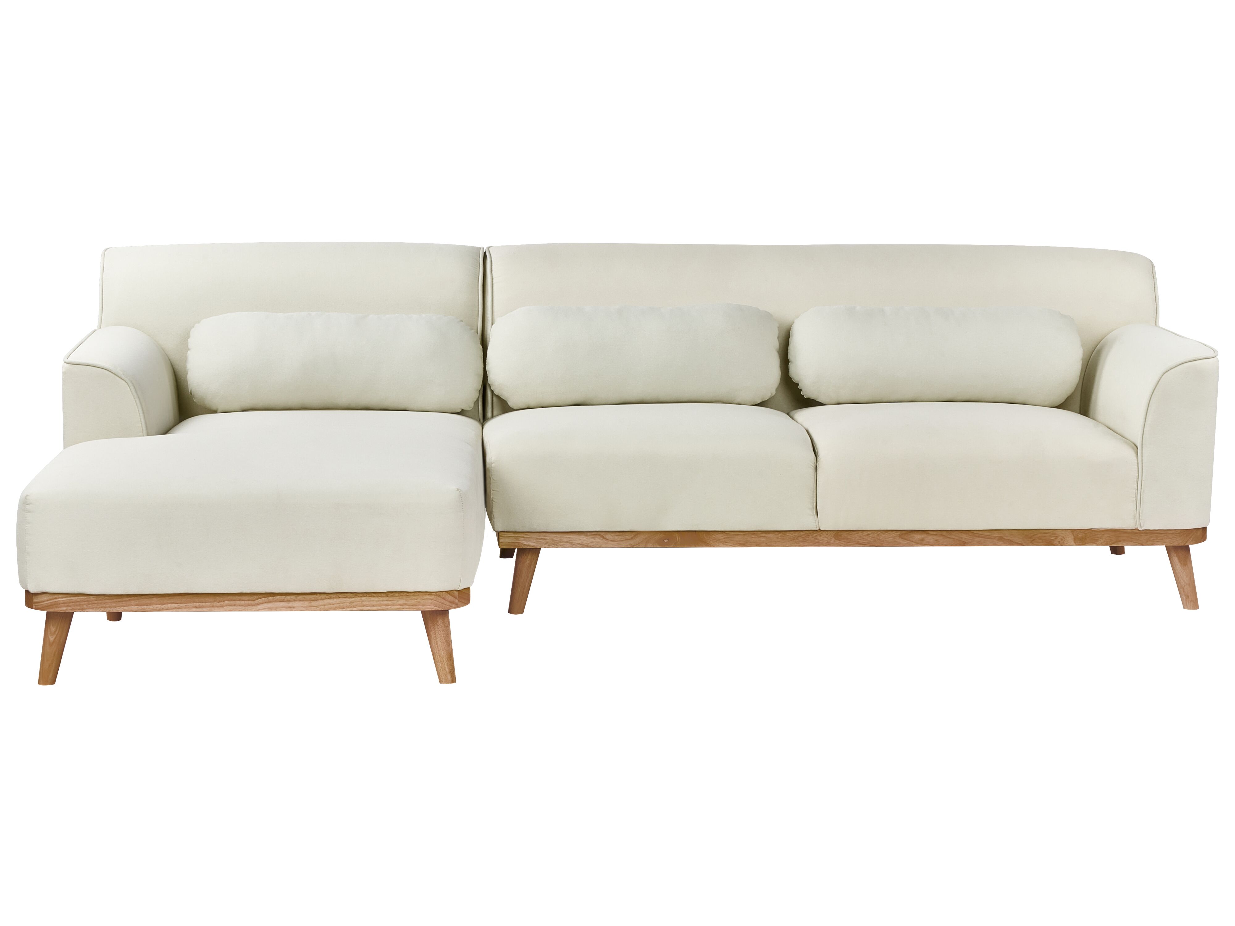 Corner Sofa 3 Seater SIMOS Fabric Off-White Right Hand