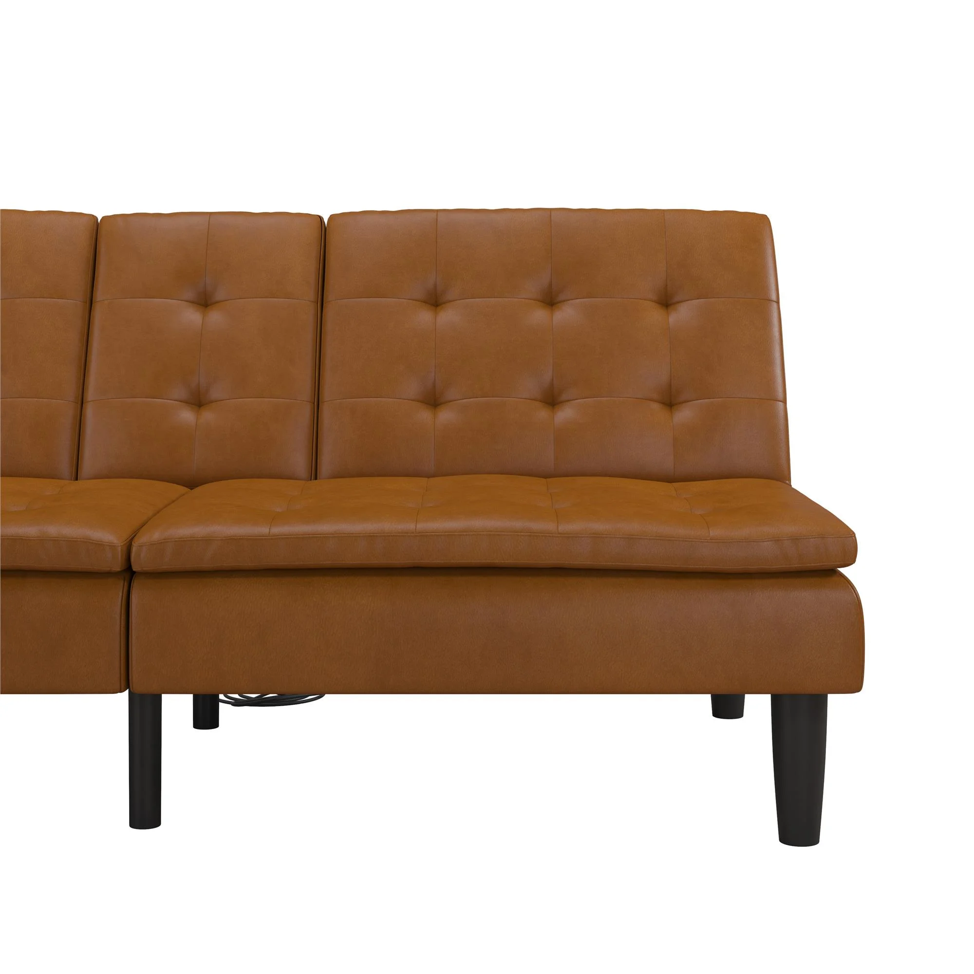 Mainstays Memory Foam 71.5" Futon with Cupholder and USB, Black Faux Leather - Image 47