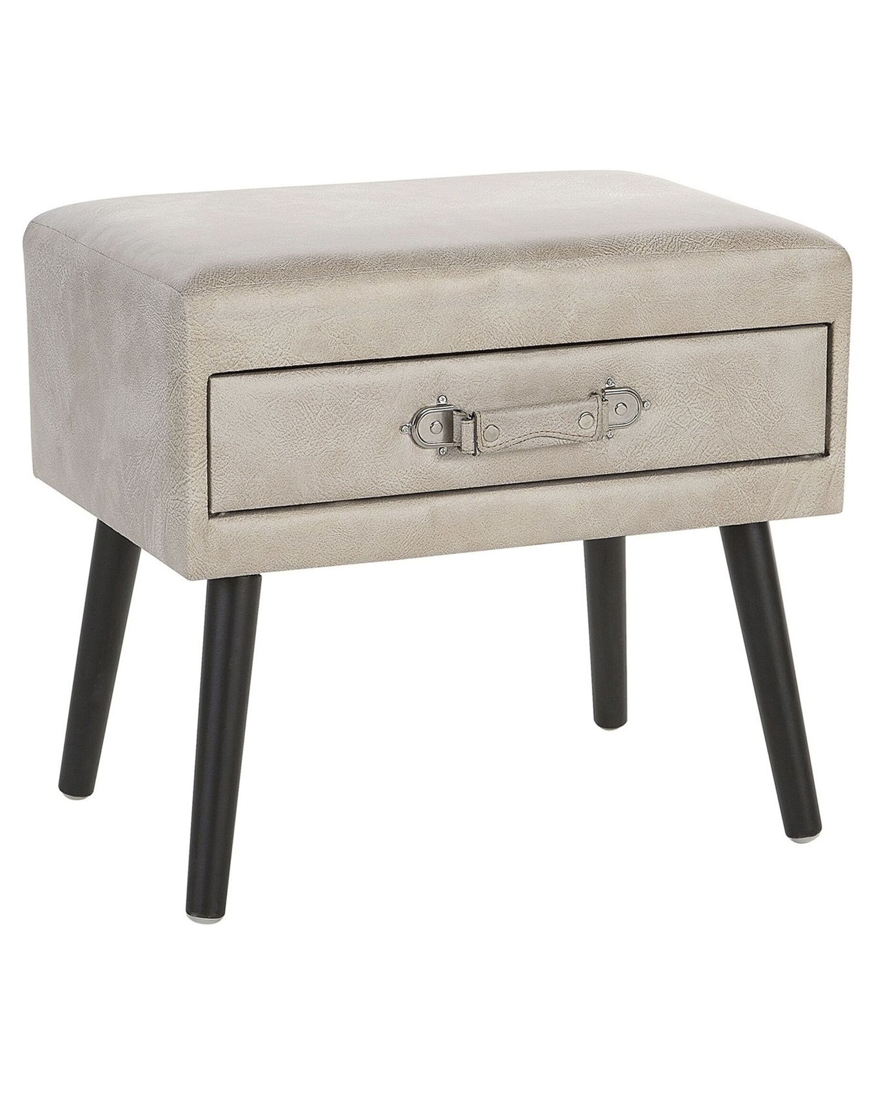 1 Drawer Bedside Table EUROSTAR Faux Leather Beige