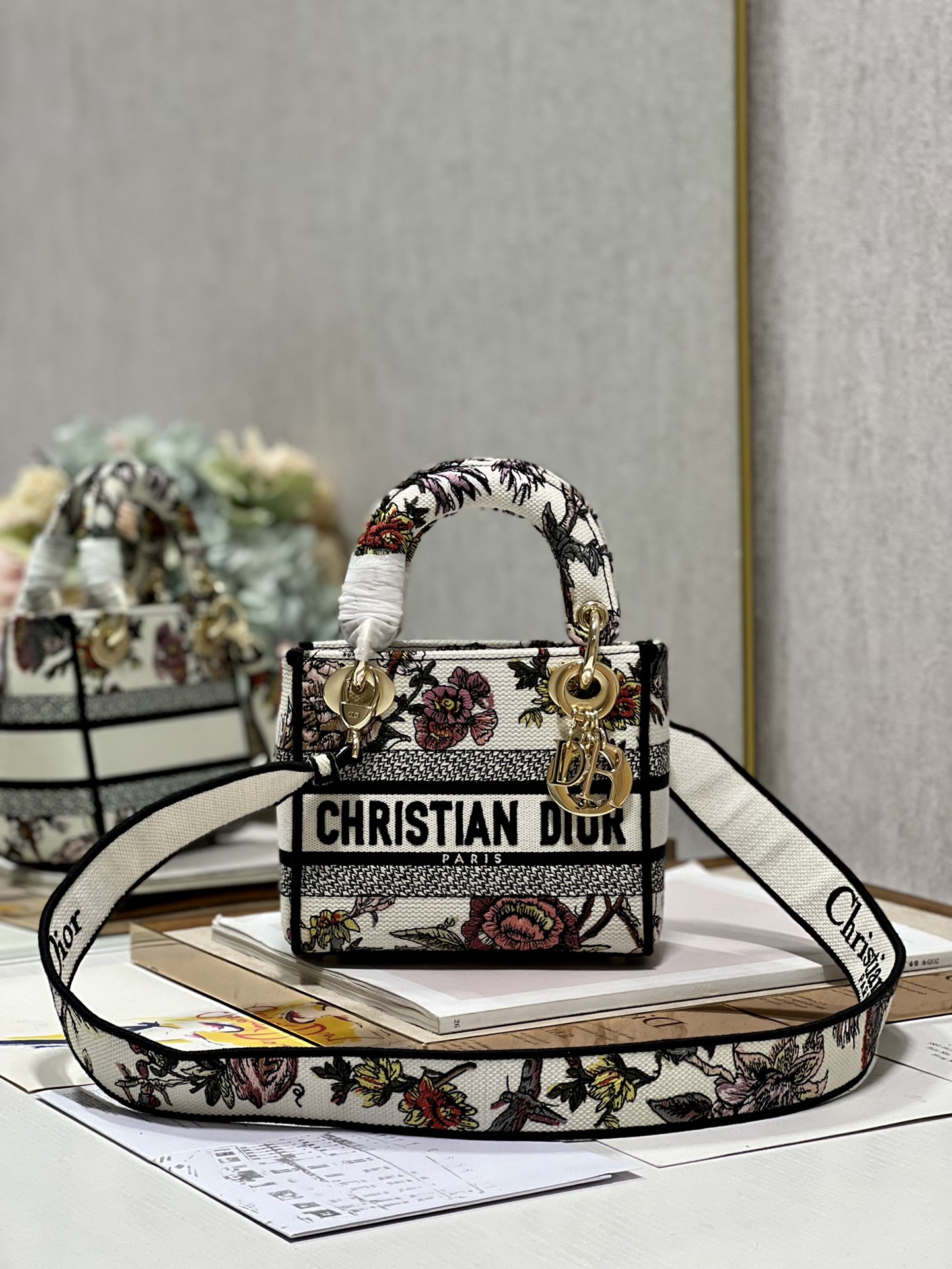 Mini Lady D-Lite Bag White/Black For Women 6.5in/17cm1:1High-quality replica