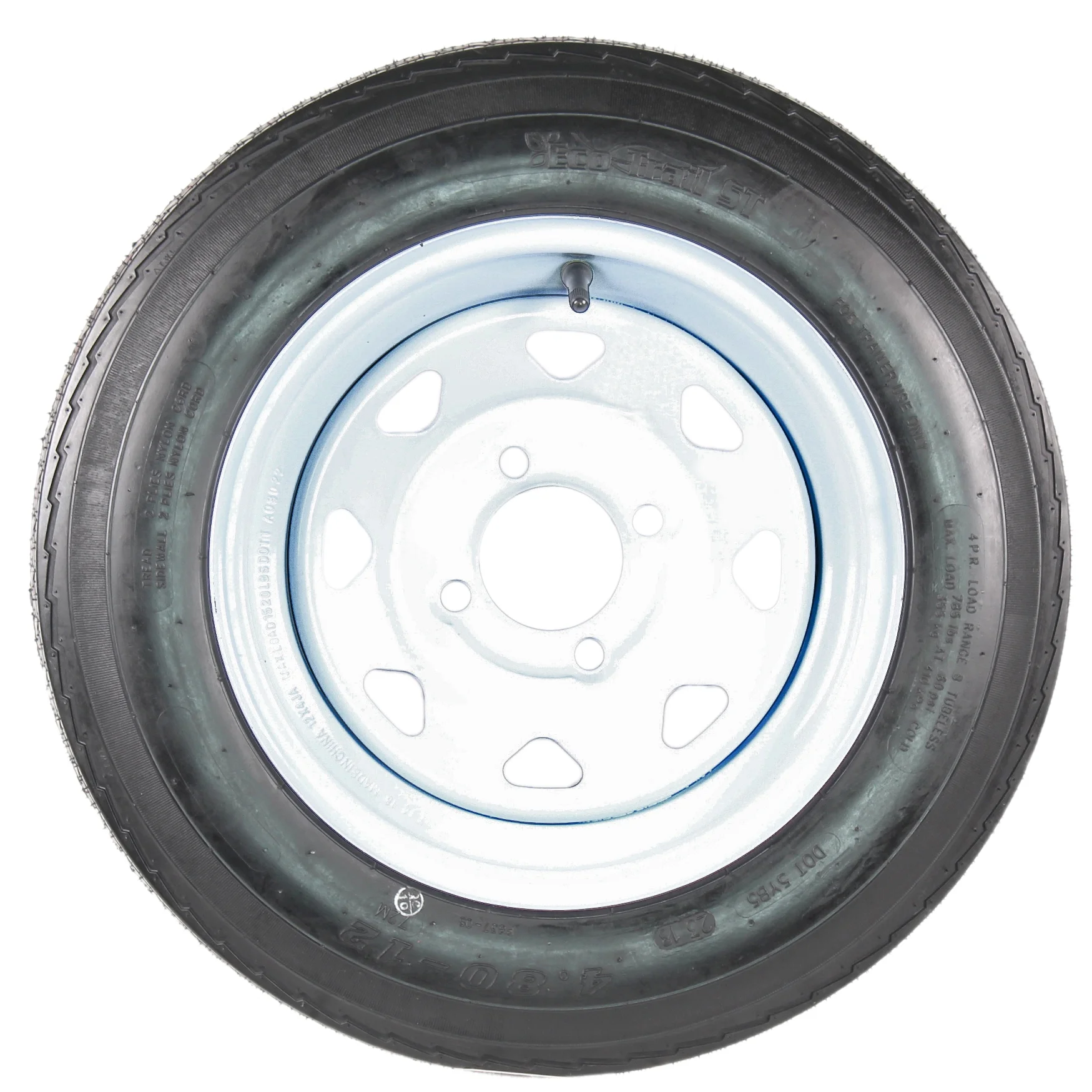 eCustomrim 2-Pack Trailer Tires On Rims 4.80-12 480-12 4.80 x 12 Load B 4 Lug White Wheel - Image 2