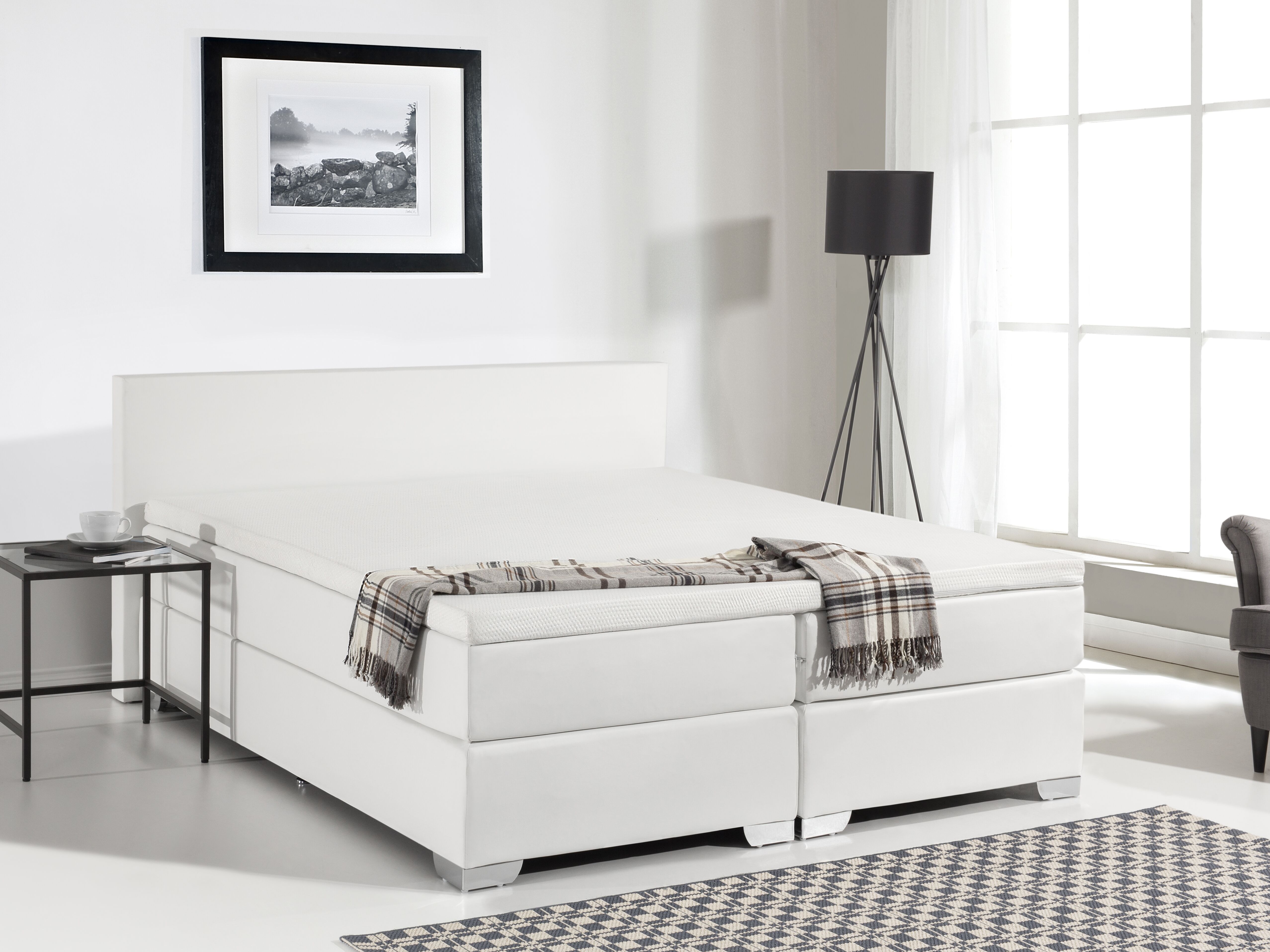 Divan Bed Faux Leather PRESIDENT 180 x 200 cm (EU Super King) White