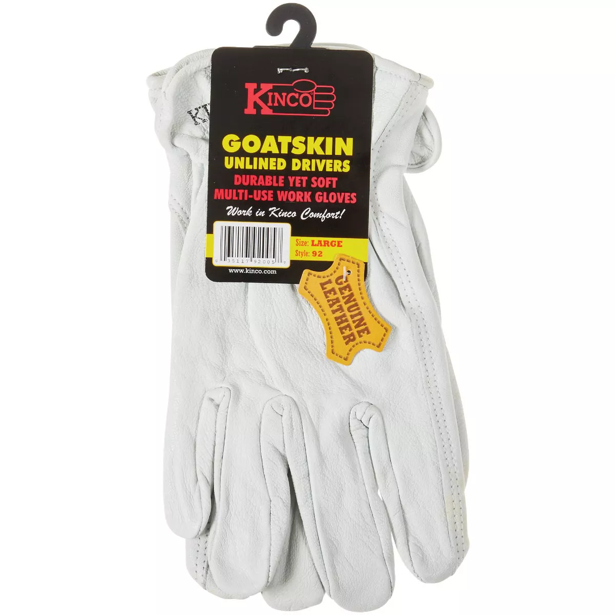 Kinco Men's Large White Goatskin Leather Driver Glove