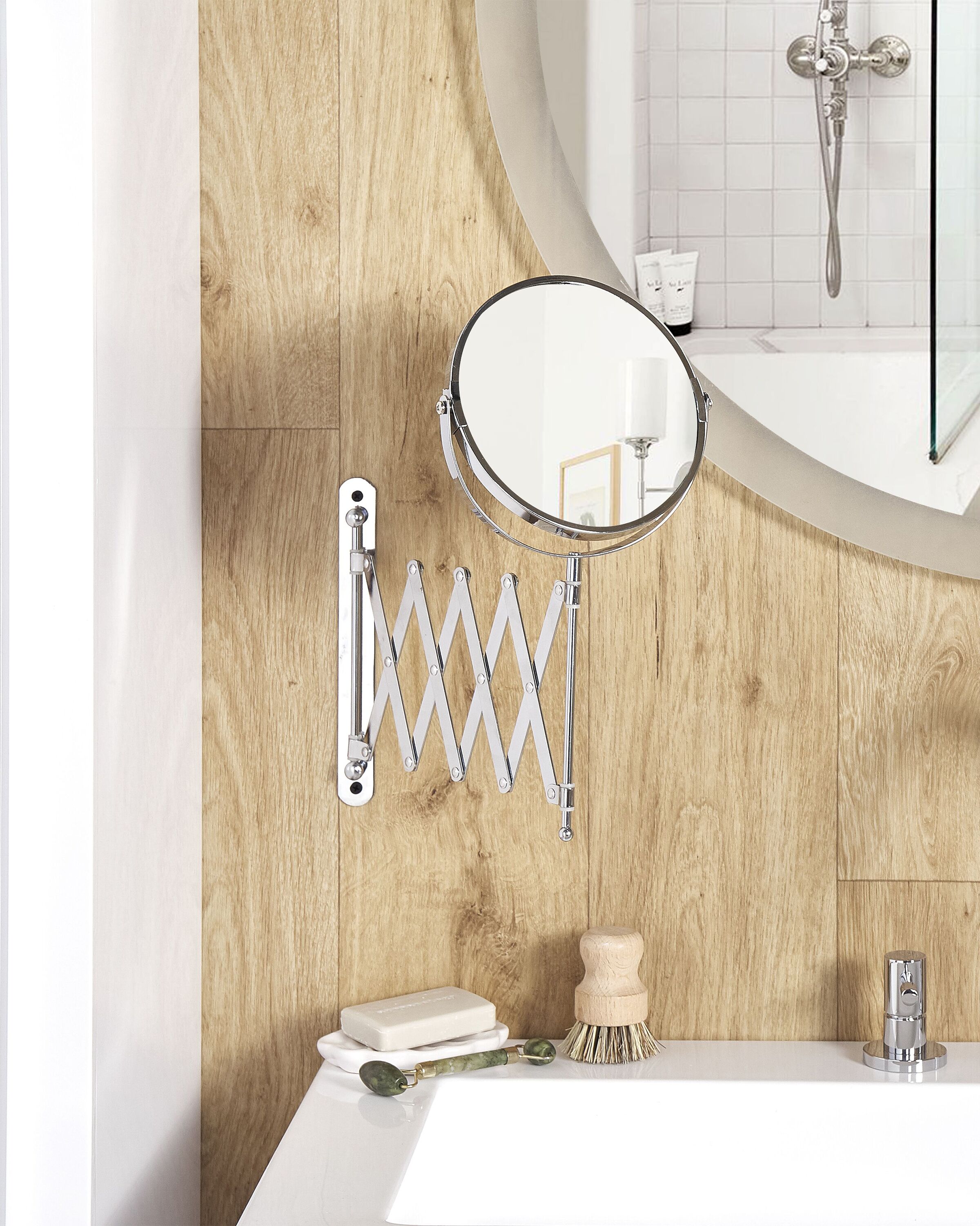 Extending Wall Makeup Mirror YVELINES 57 cm 36 cm Metal Silver