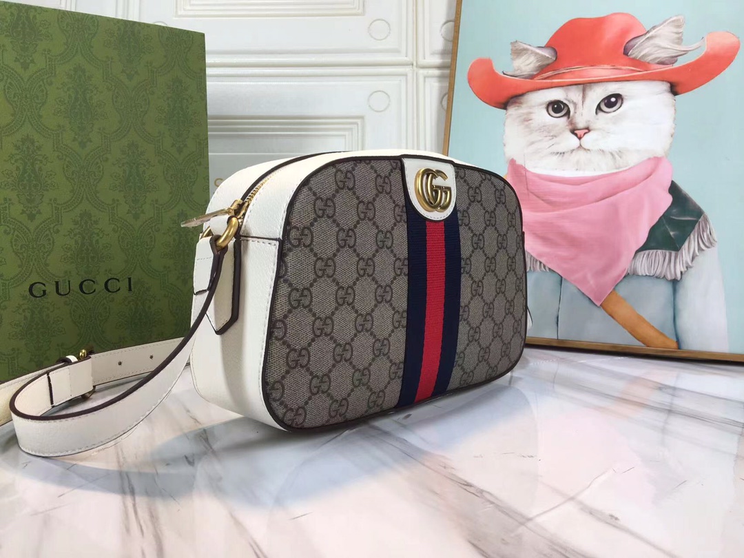 Replica Gucci Ophidia Double G Shoulder Bag- Black/White1:1High-quality replica