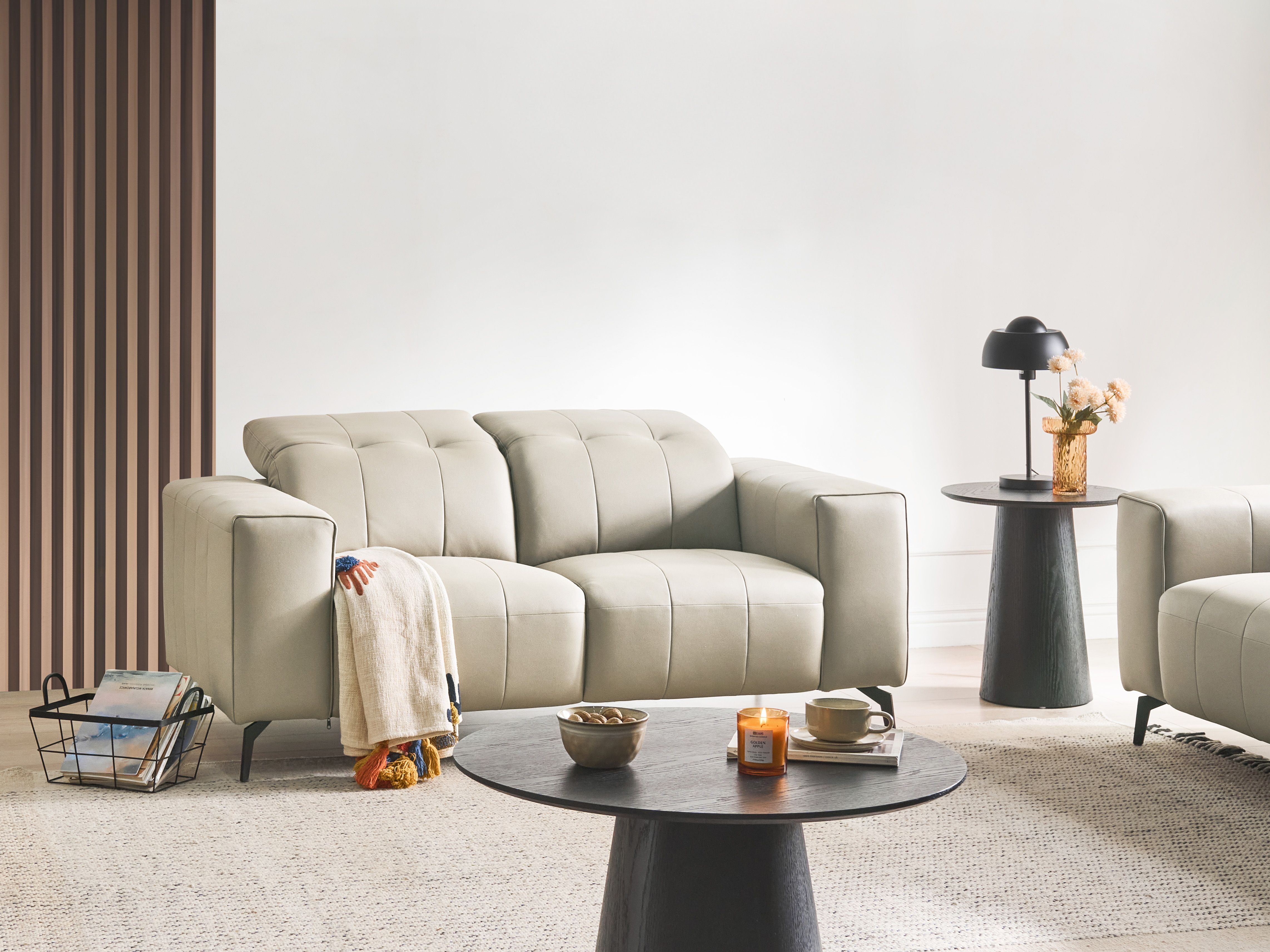 Sofa 2 Seater OMMEL Faux Leather Light Beige