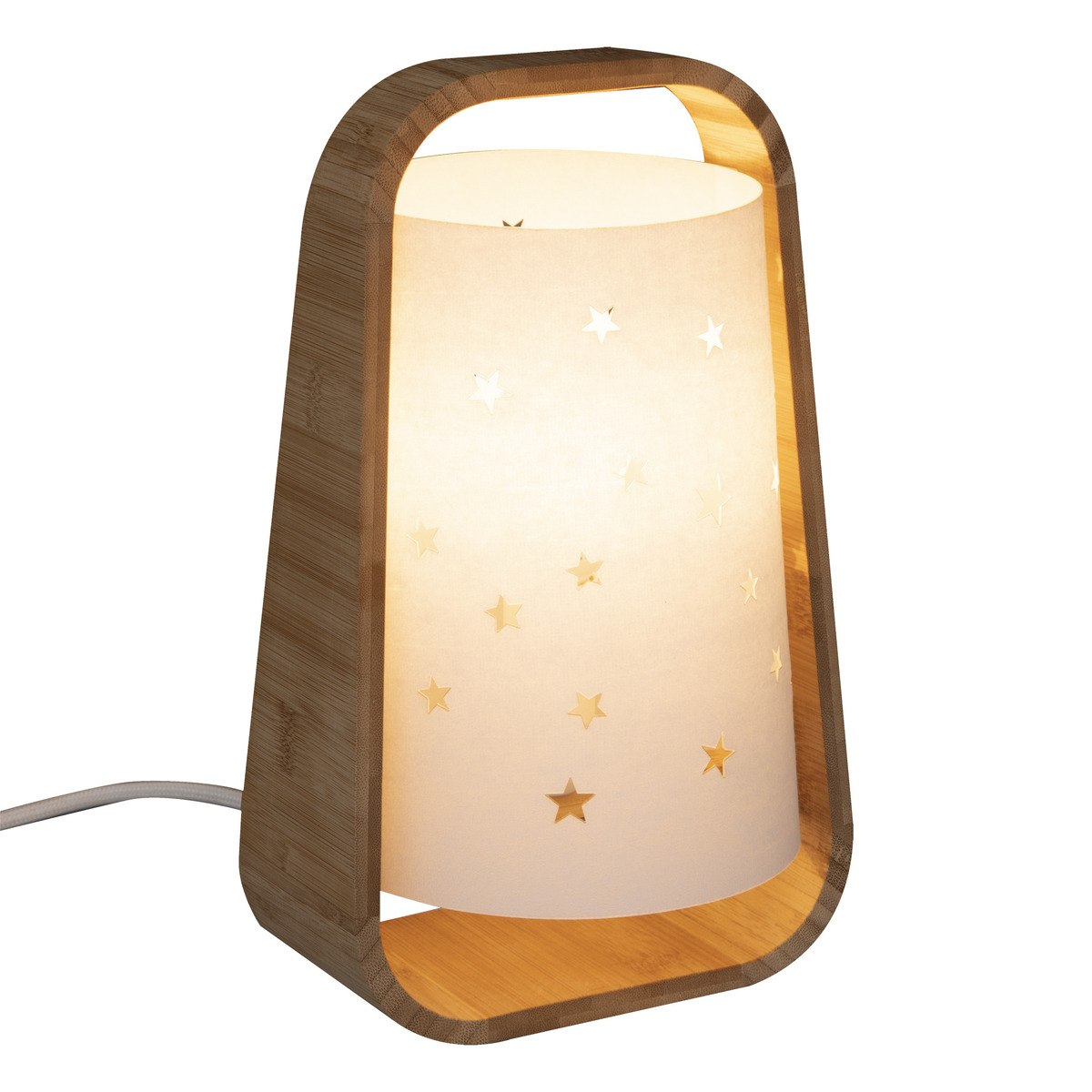 Kids lamp "Stars" White bamboo, H.27 cm