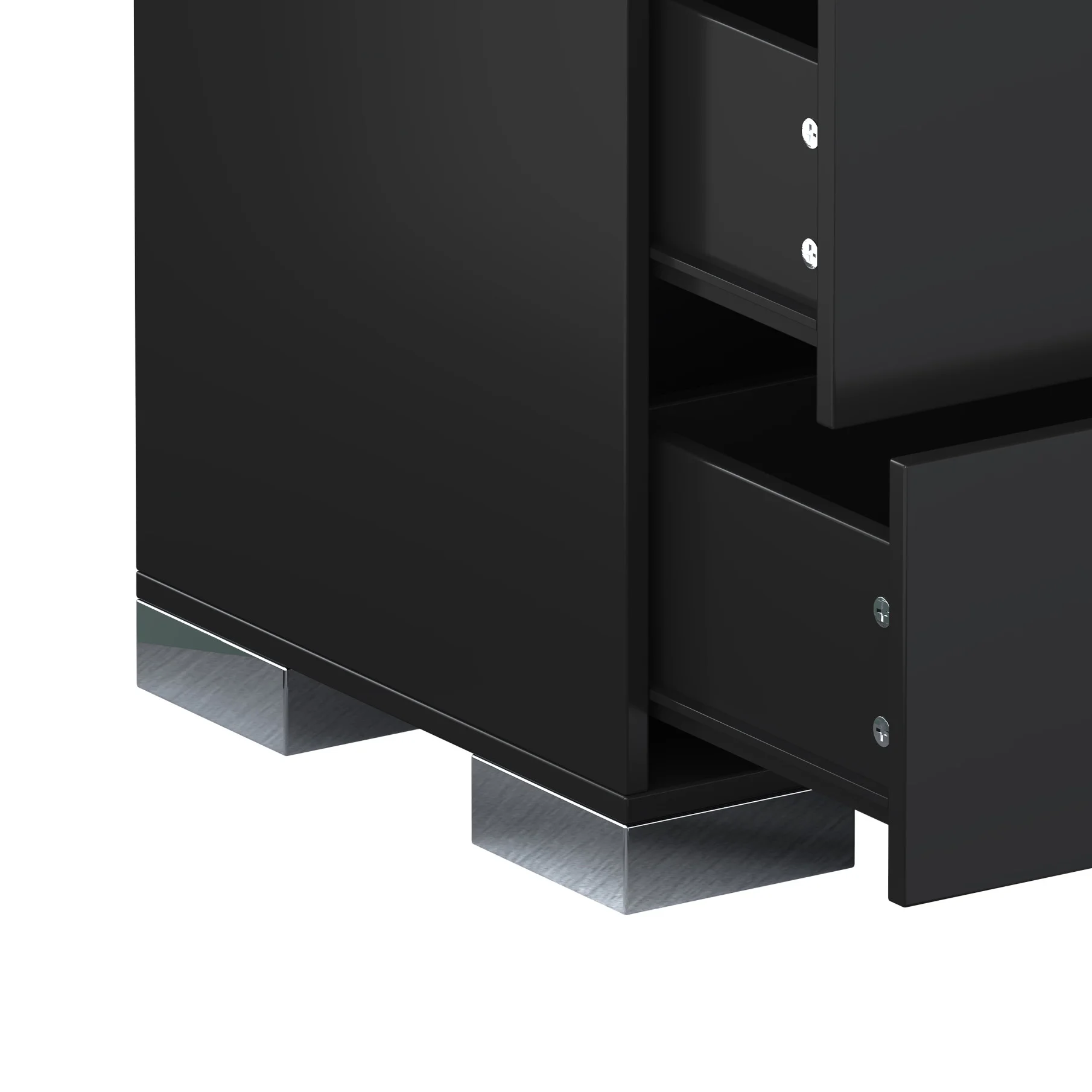 Elegant Nightstand with Metal Handle, Mirrored Bedside Table with 2 Drawers for Bedroom, Living Room, End Sofa Side Table for Living Room, Office, White - Image 16