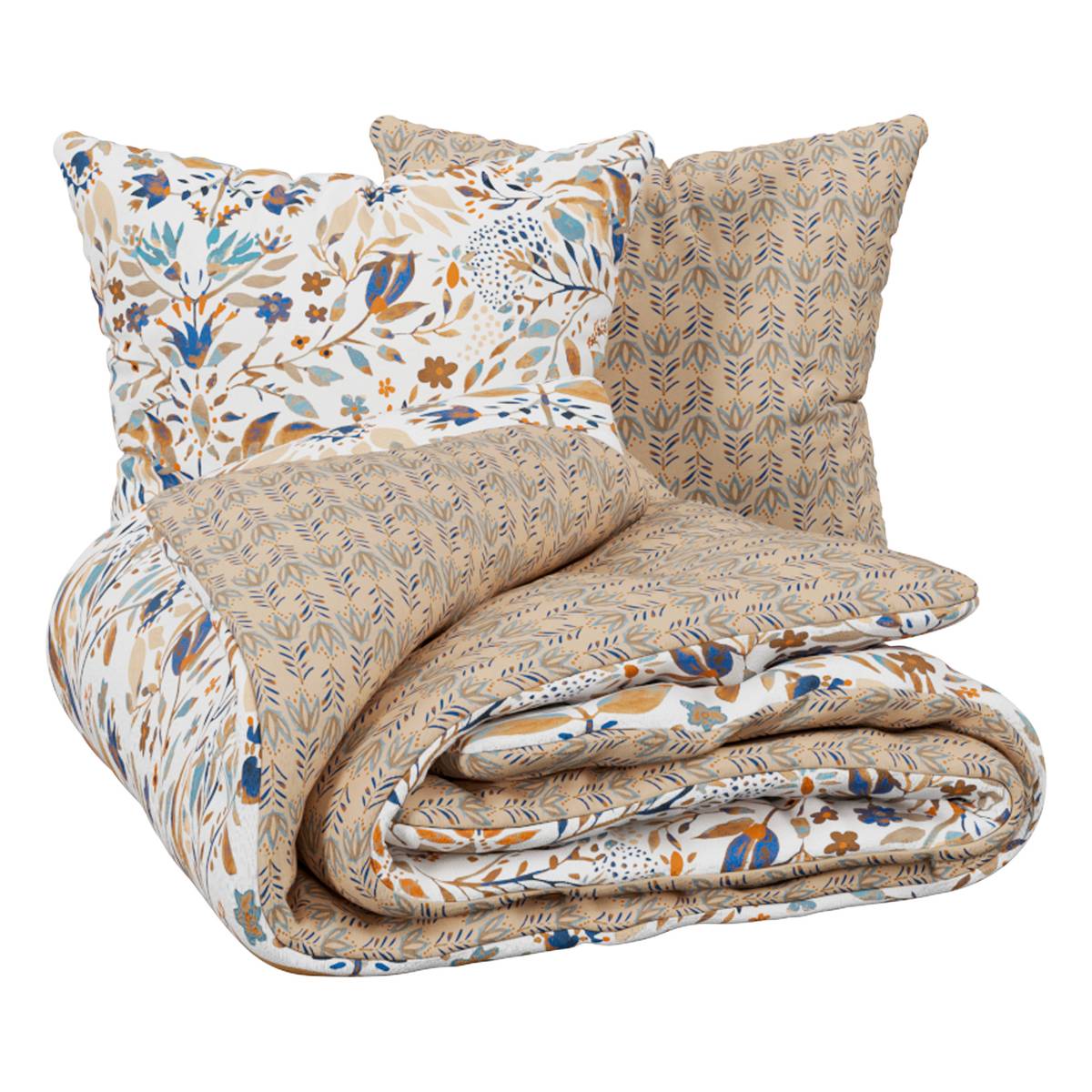 Printed Bed Set "Kilda" Beige Linen, 260x240 cm