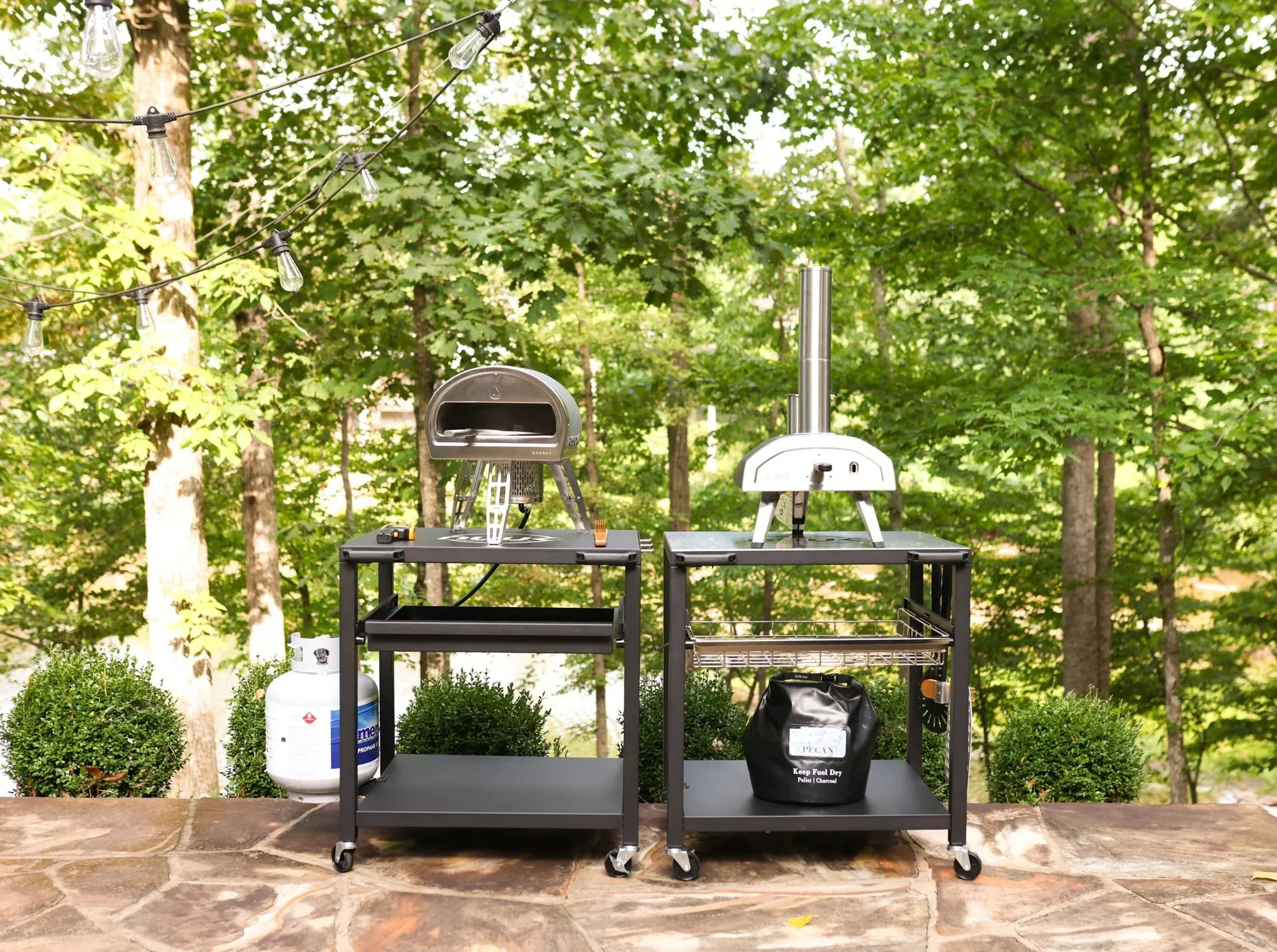 NUUK Three-Shelf Heavy Duty Rolling Outdoor Pizza Oven Table, 24 in x 30 in Steel - Image 3 NUUK Three-Shelf Heavy Duty Rolling Outdoor Pizza Oven Table, 24 in x 30 in Steel - Image 3
