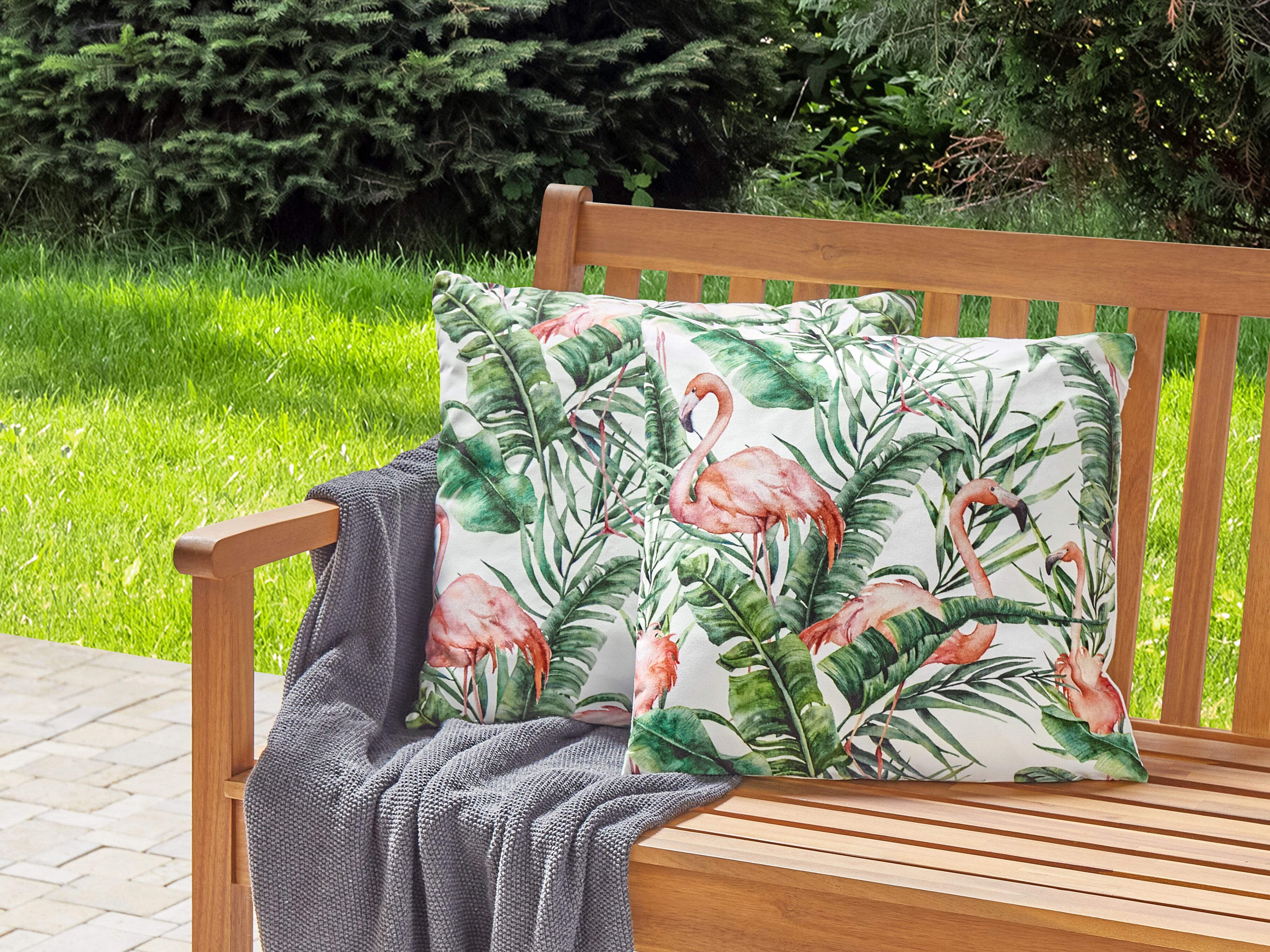 Set of 2 Outdoor Cushions ELLERA Animal Pattern 45 x 45 cm Green