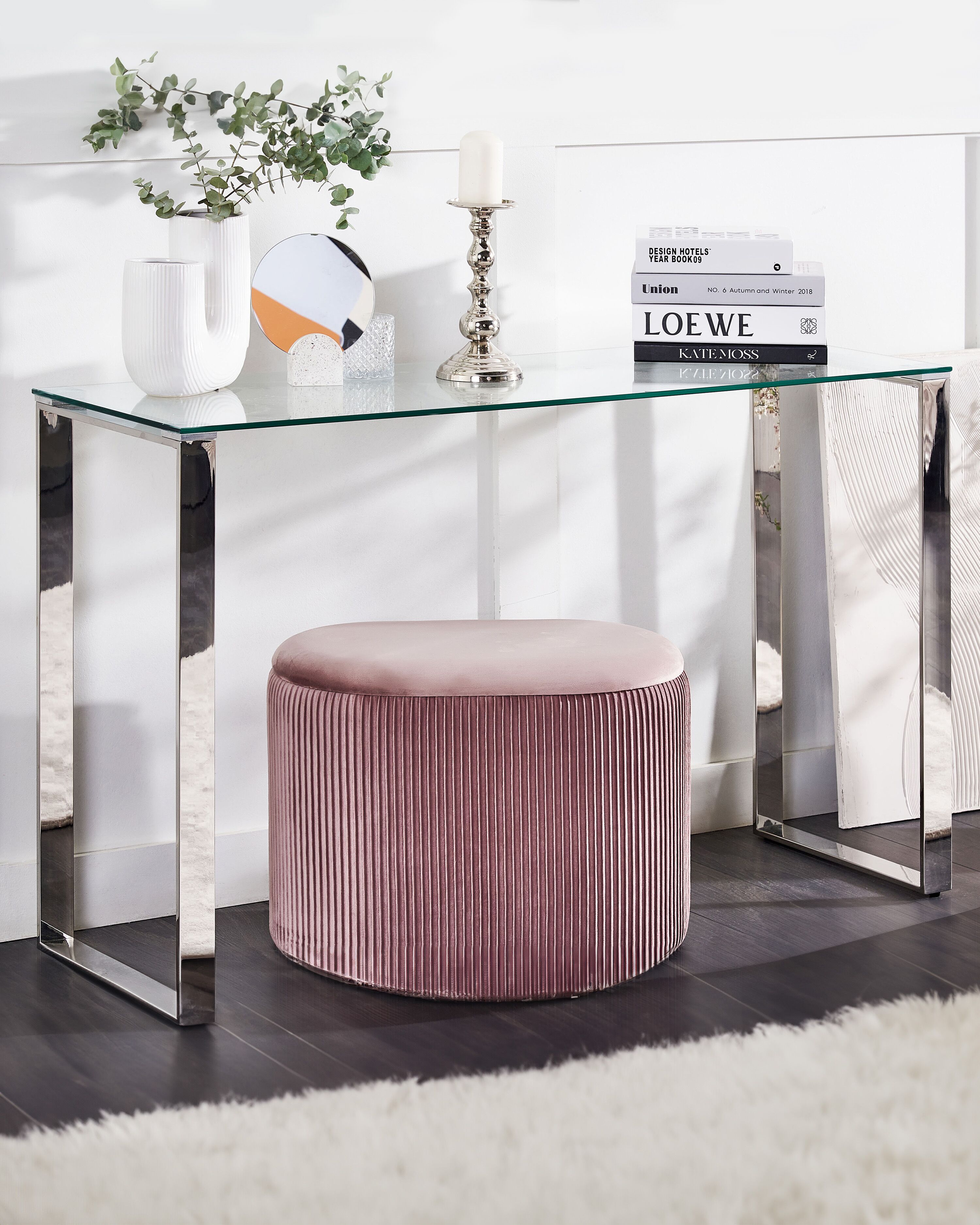 Console Table TILON Tempered Glass Silver