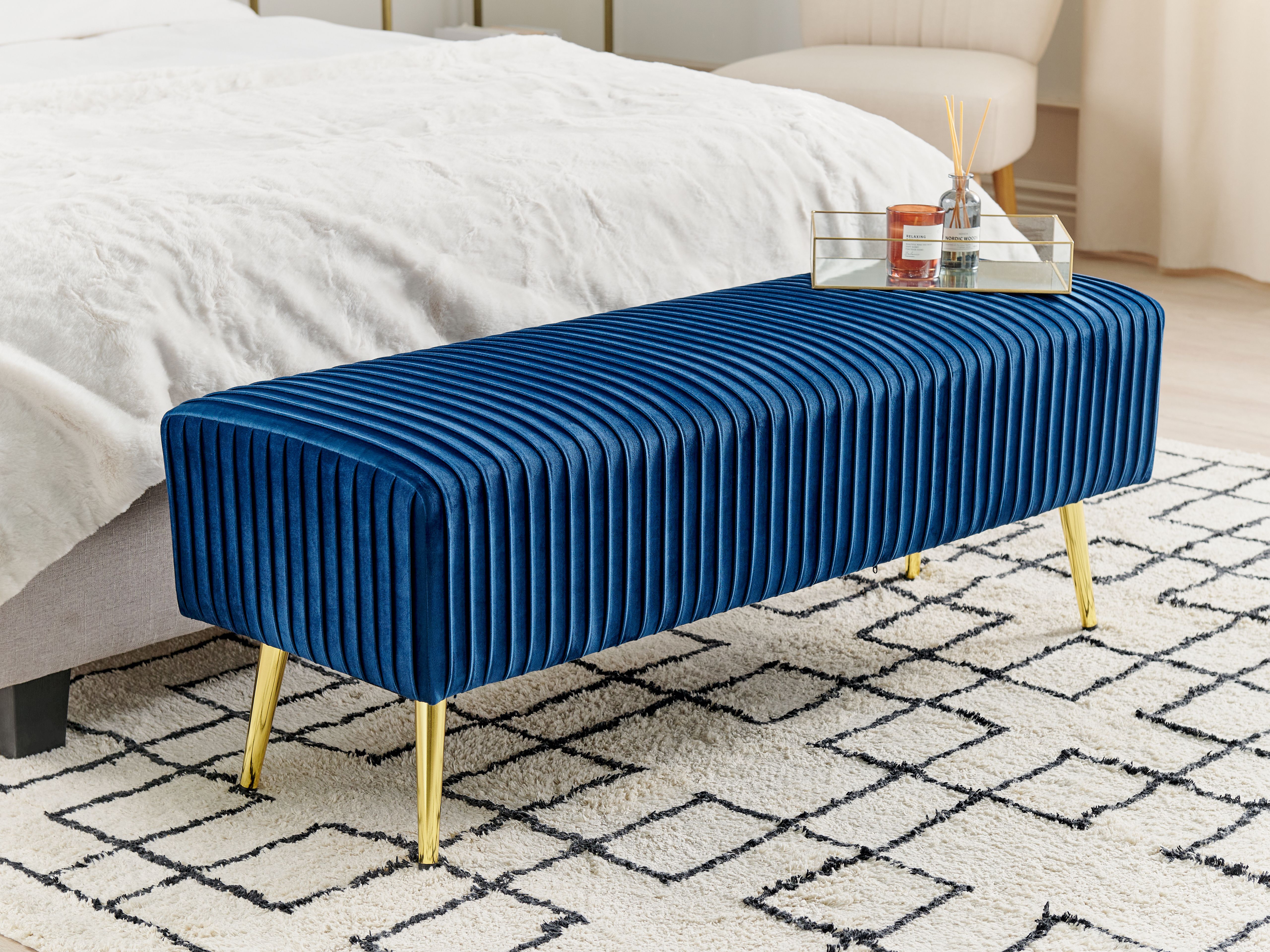 Upholstered Bench PATERSON Velvet Blue
