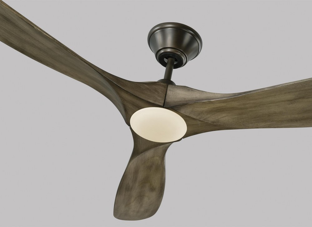 3 Blade 60 inch Ceiling Fan with Light Kit-Brushed Steel Finish-Dark Walnut Blade Color Bailey Street Home 96-Bel-3087749