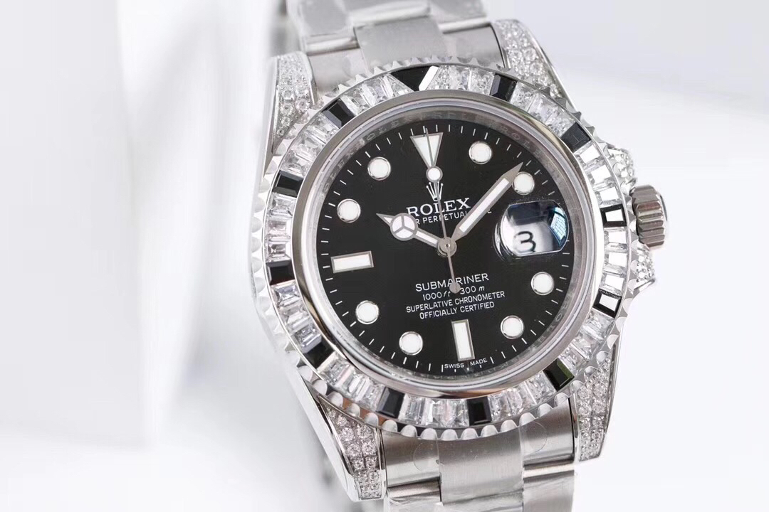 Rolex Submariner Customized with Diamonds-Black Diamonds-40MM(1:1 replica) - Elite Watch Atelier