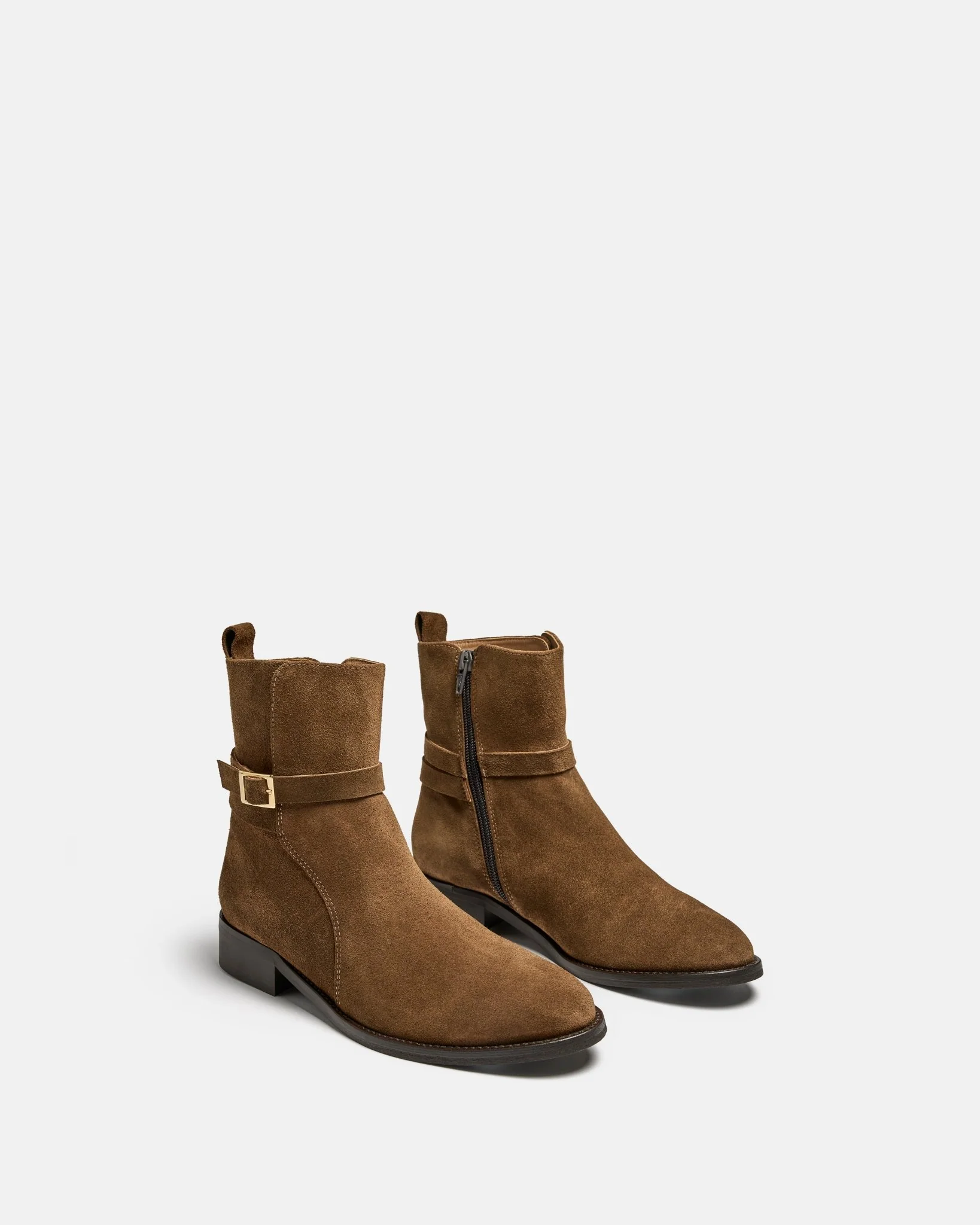 BOTTINES AYSAN/VEL - En cuir velours cognac