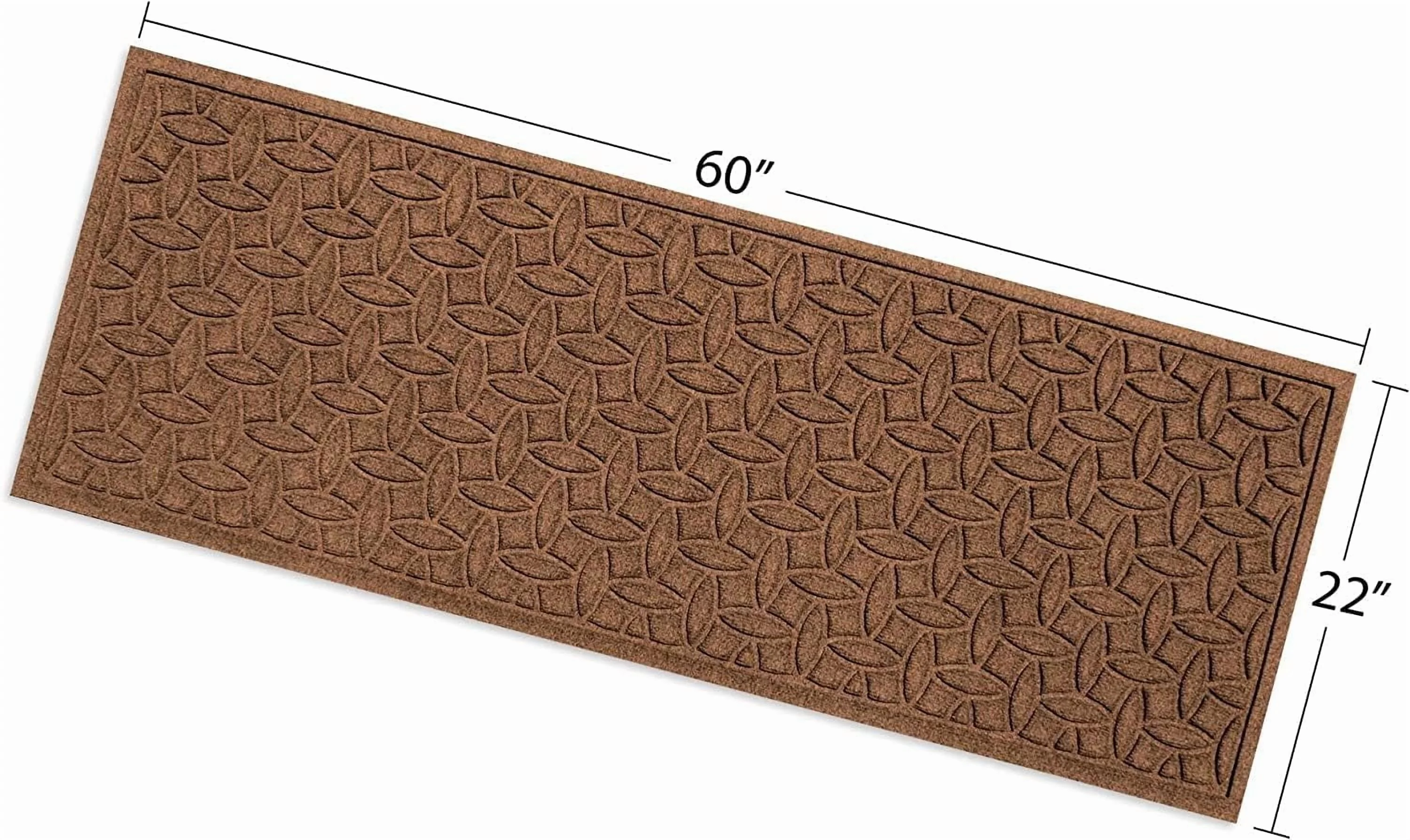 Bungalow Flooring Waterhog Runner Door Mat, 2' x 5' Made in USA, Durable and Decorative Floor Covering, Skid Resistant, Indoor/Outdoor, Water-Trapping, Ellipse Collection, Dark Brown