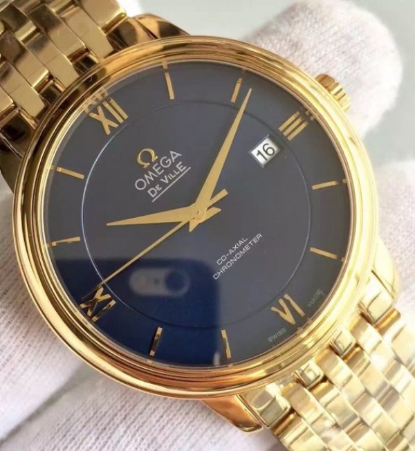 Replica Omega MK De Ville 39.5mm Blue Dial YG Case SS Bracelet A2824 - Top club