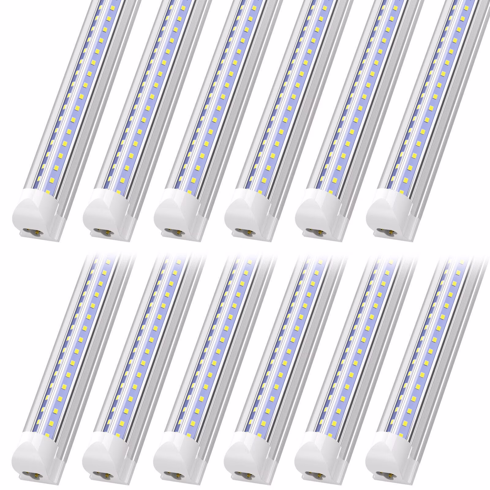 T8 8FT LED Tube Light Bulb,72W 9360LM V-shape Shop Light With US Plug,6000K Cool White,12 Pack