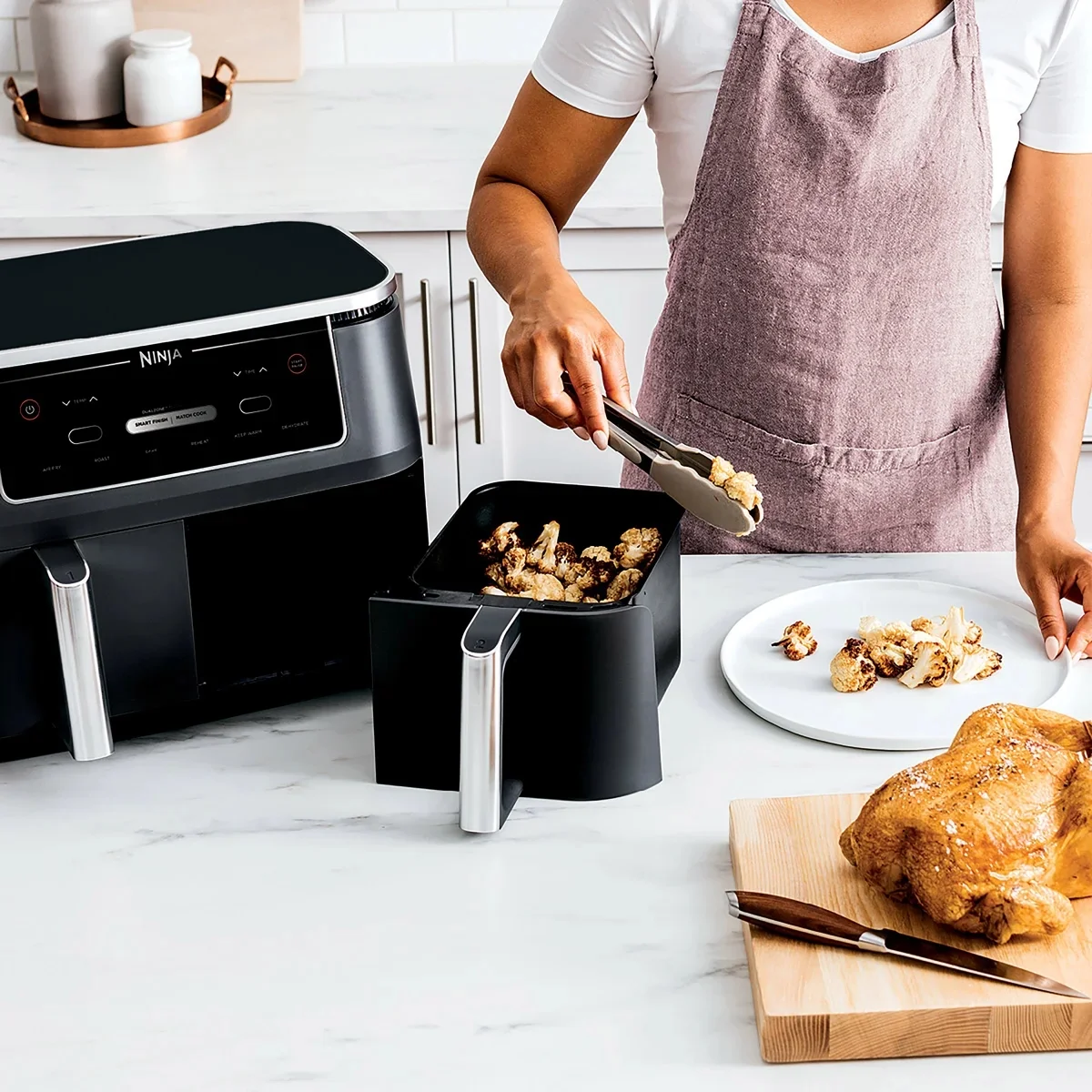Restored Ninja R-AD300CO Foodi 6-in-1 10-qt. XL 2-Basket Air Fryer with DualZone Technology, Black (Refurbished) - Image 4