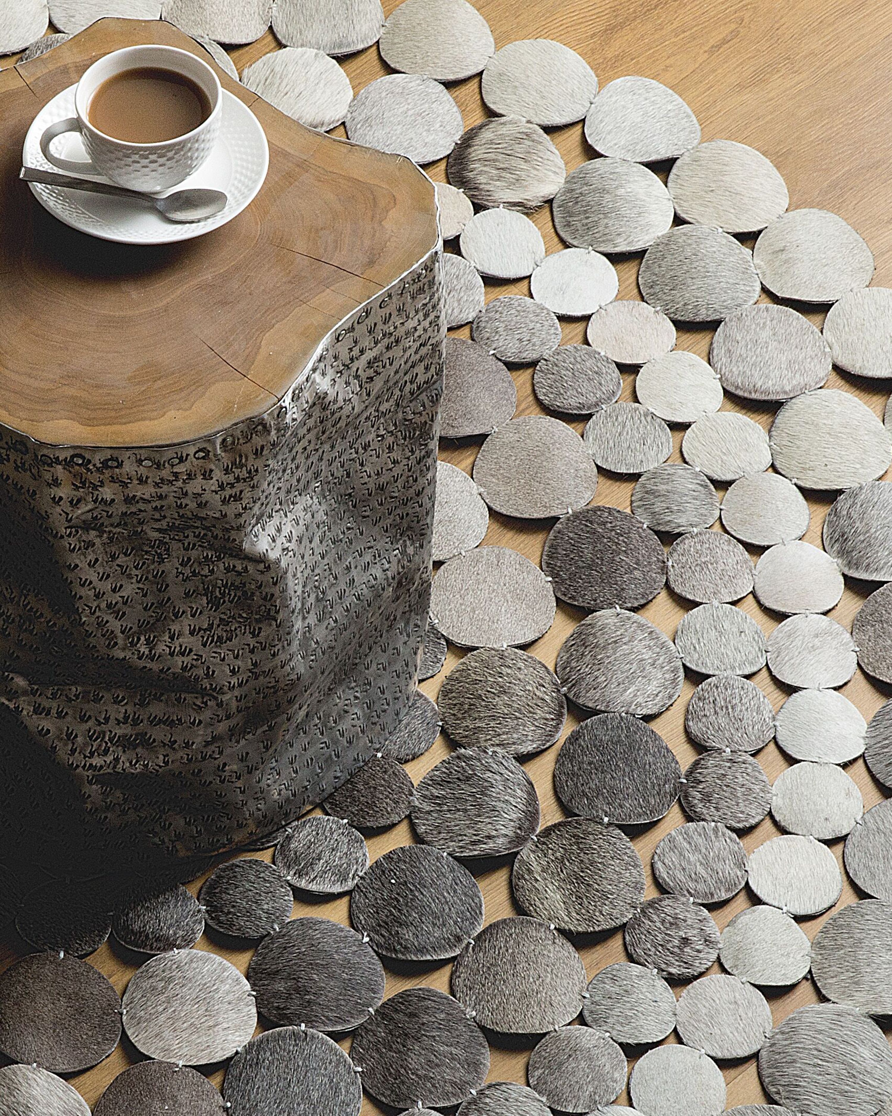 Rug HILVAN Grey ø 140 cm Leather