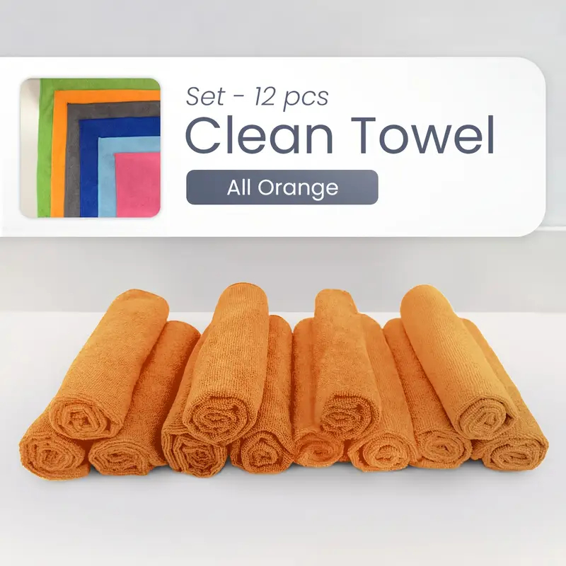 Heavy-Duty Ultra-Fine Fiber Cleaning Cloth - Highly Absorbent Lint-Free, Non-Slip Towel Square Multi-Purpose