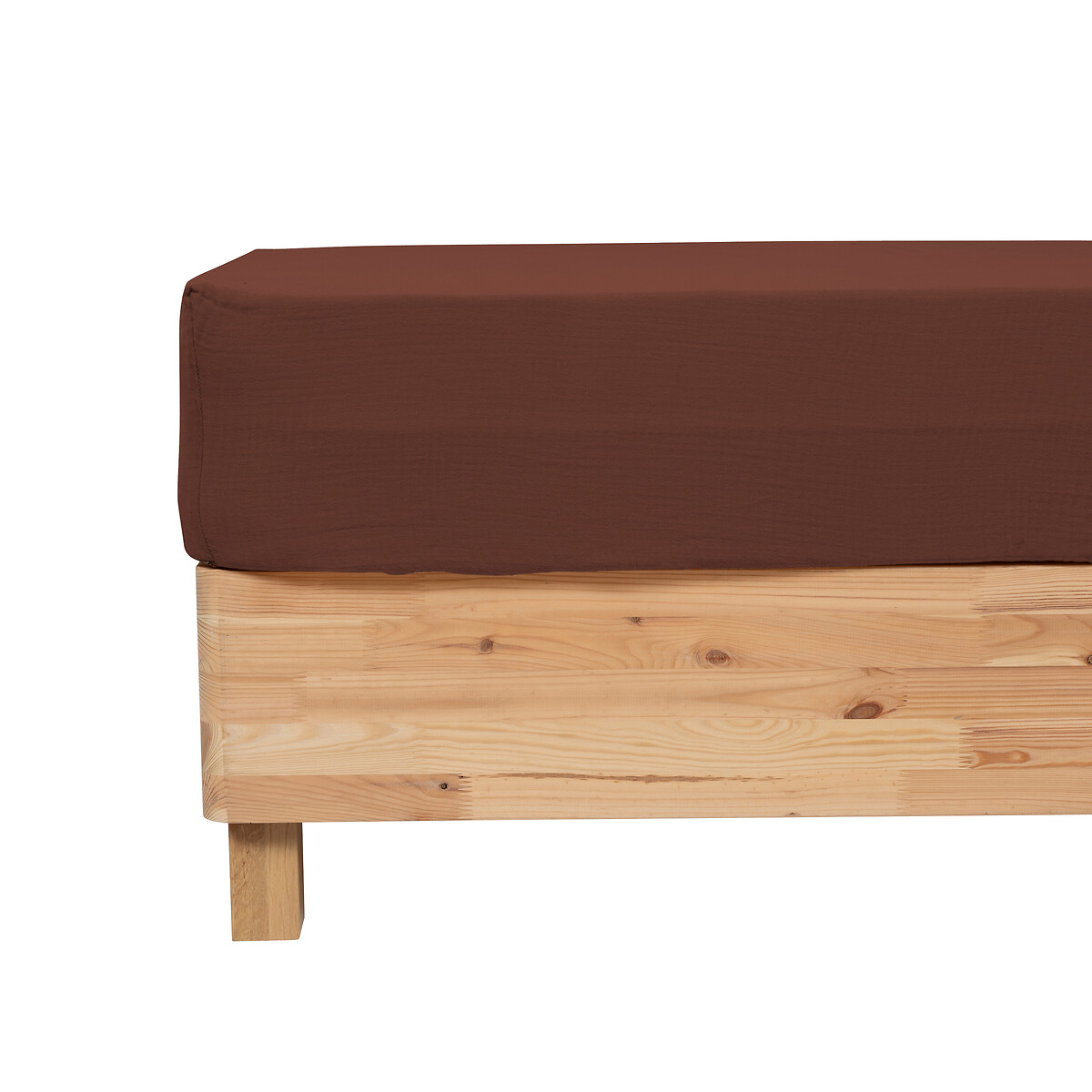 Fitted sheet "Flora" Cotton gauze, Brown, 160x200 cm