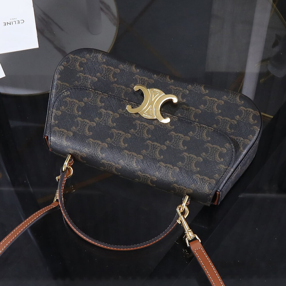 TEEN CELINE LOLA in Triomphe Canvas and Calfskin(HIGH-END GRADE)1:1High-quality replica