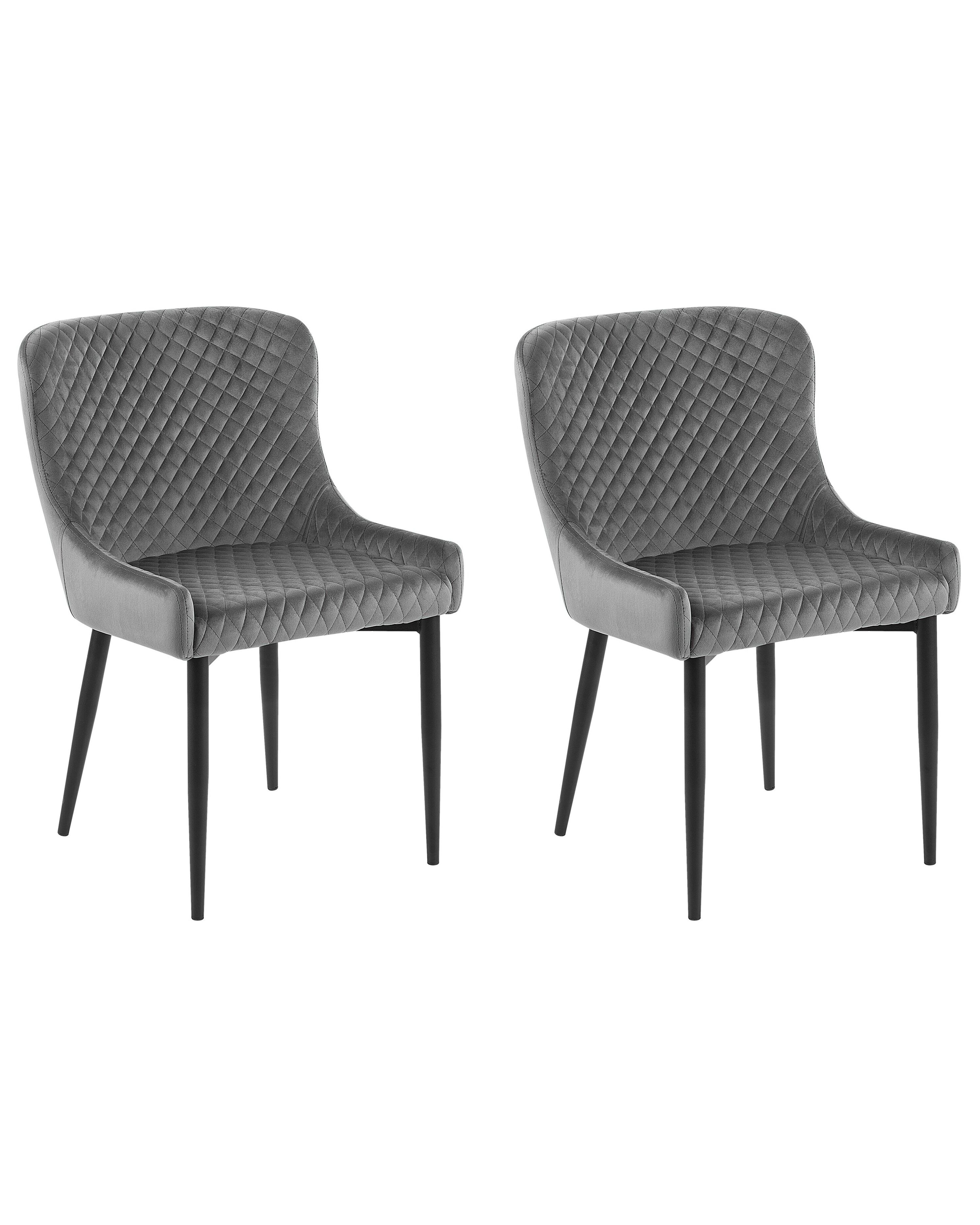 Set of 2 Dining Chairs SOLANO Velvet Grey